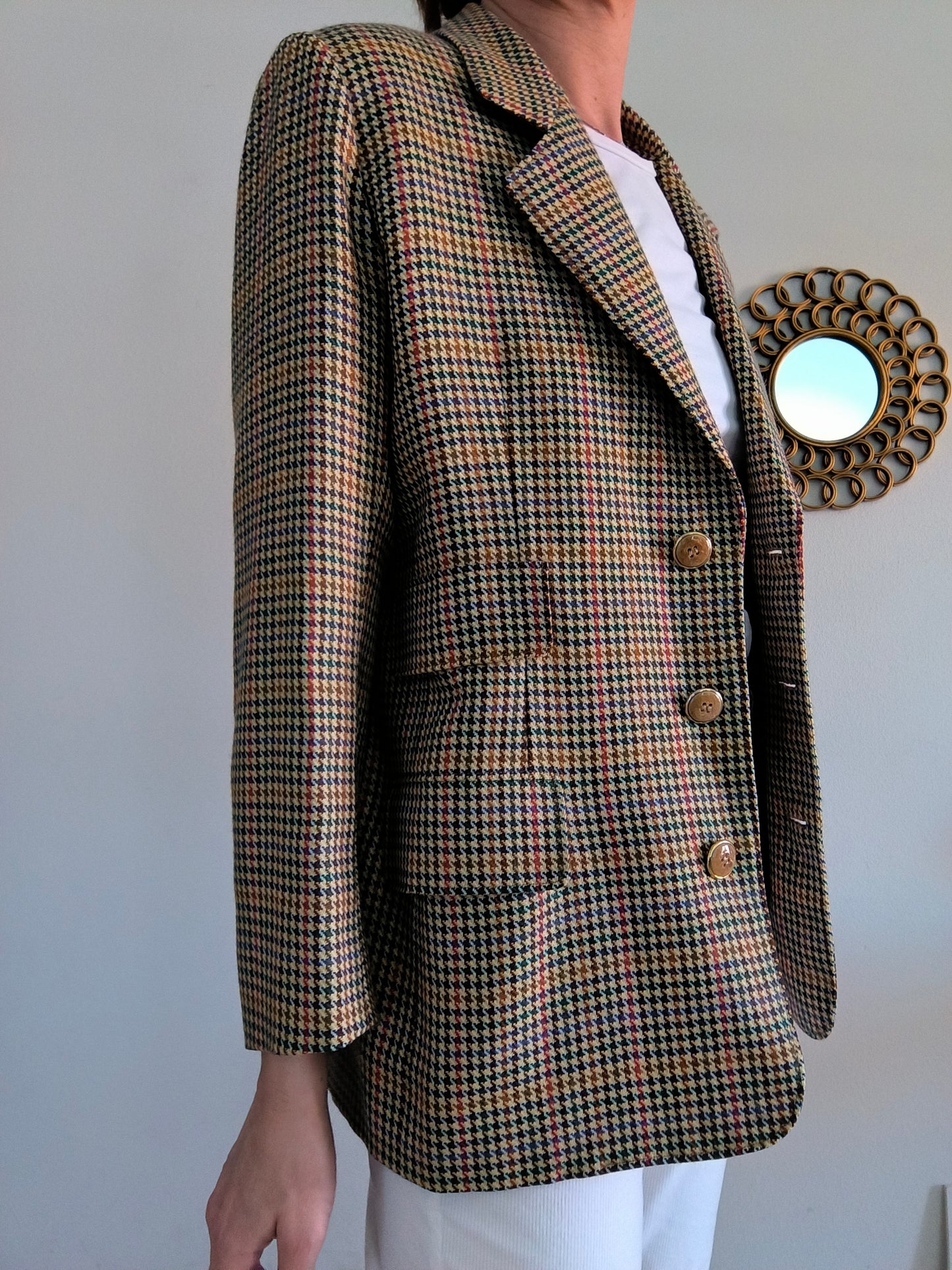 Blazer sartoriale chiaro in lana pied de poule tg M/L