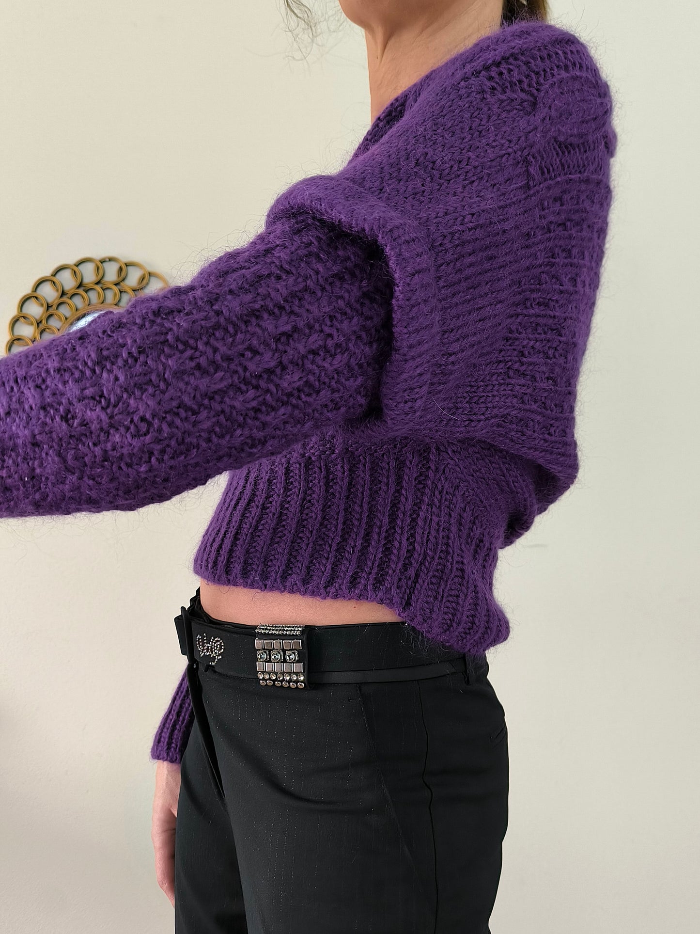Maglione a maglia viola tg U