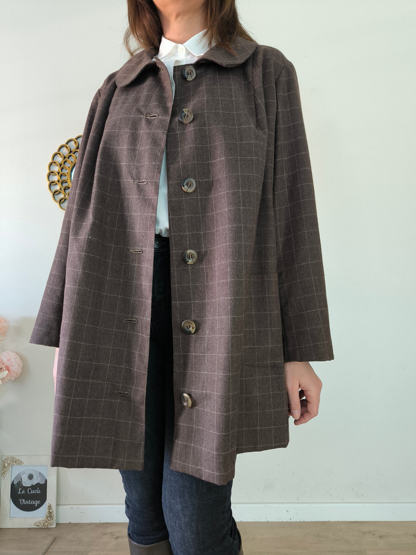 Spolverino vintage marrone in fresco lana