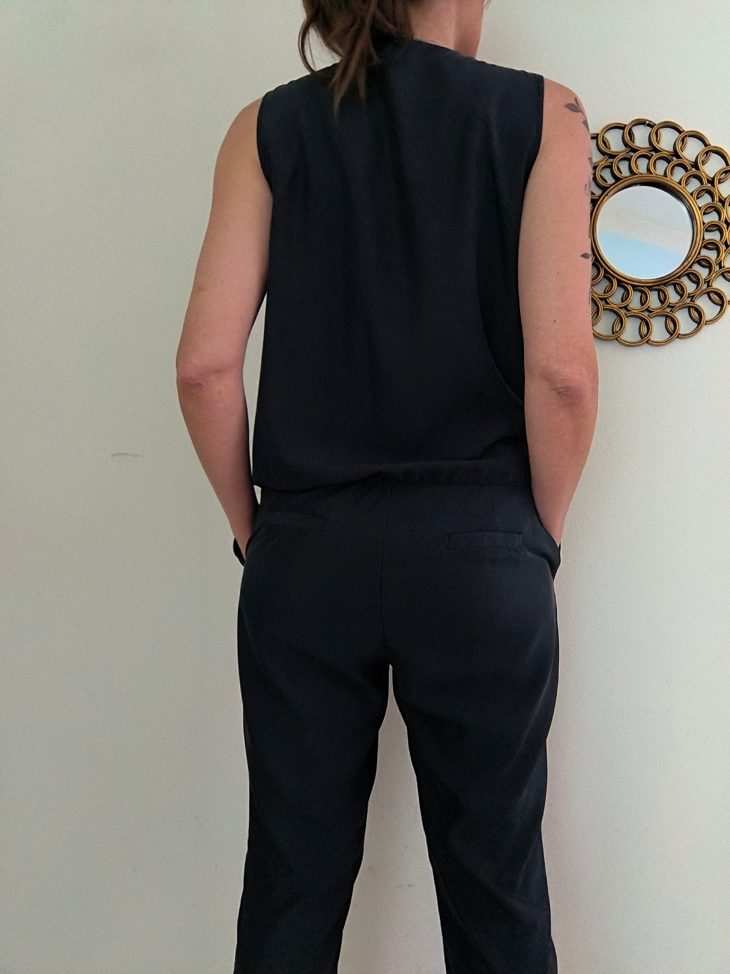 Jumpsuit Imperial nera com ampio scollo