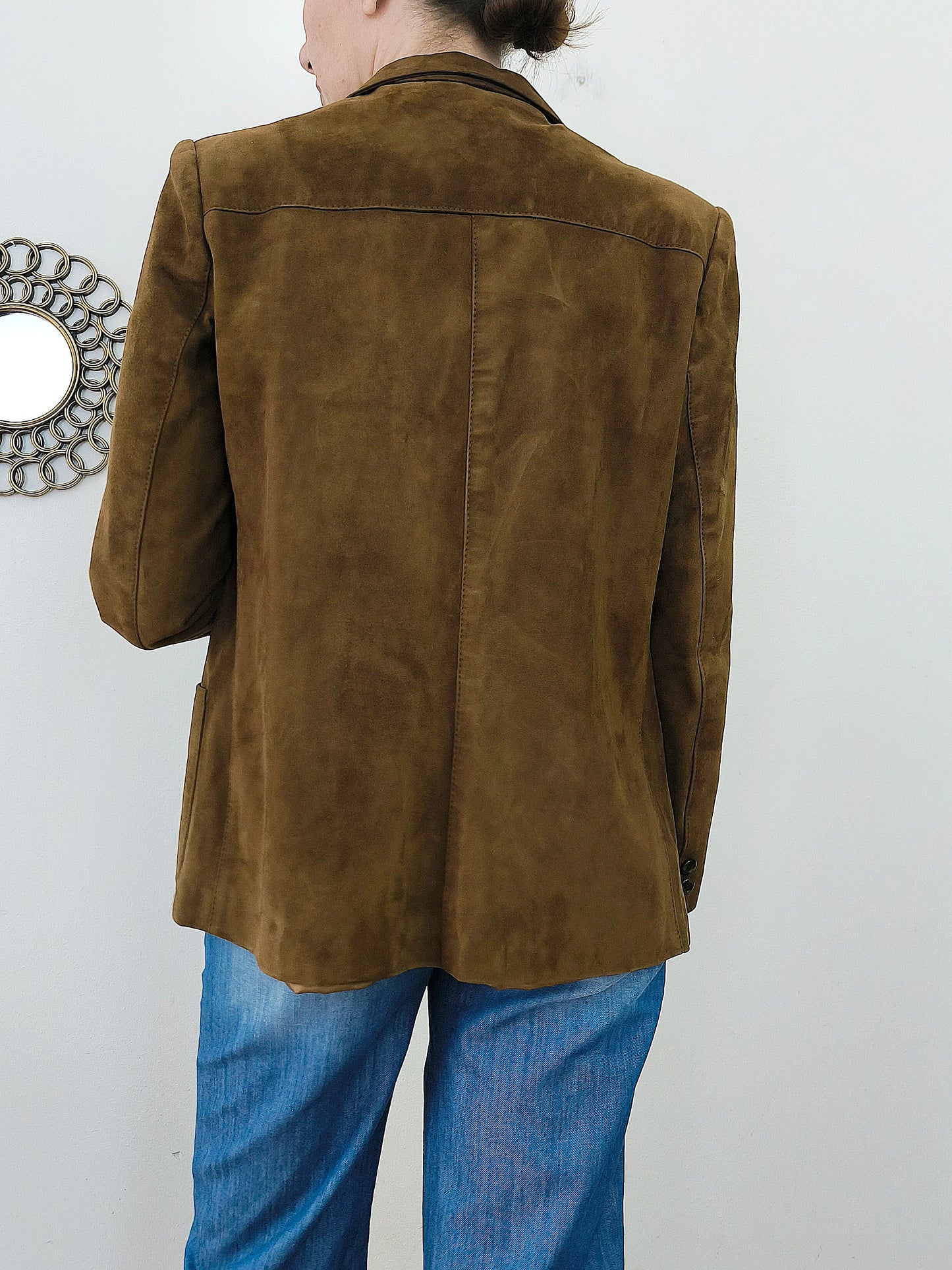 Blazer in pelle scamosciata marrone