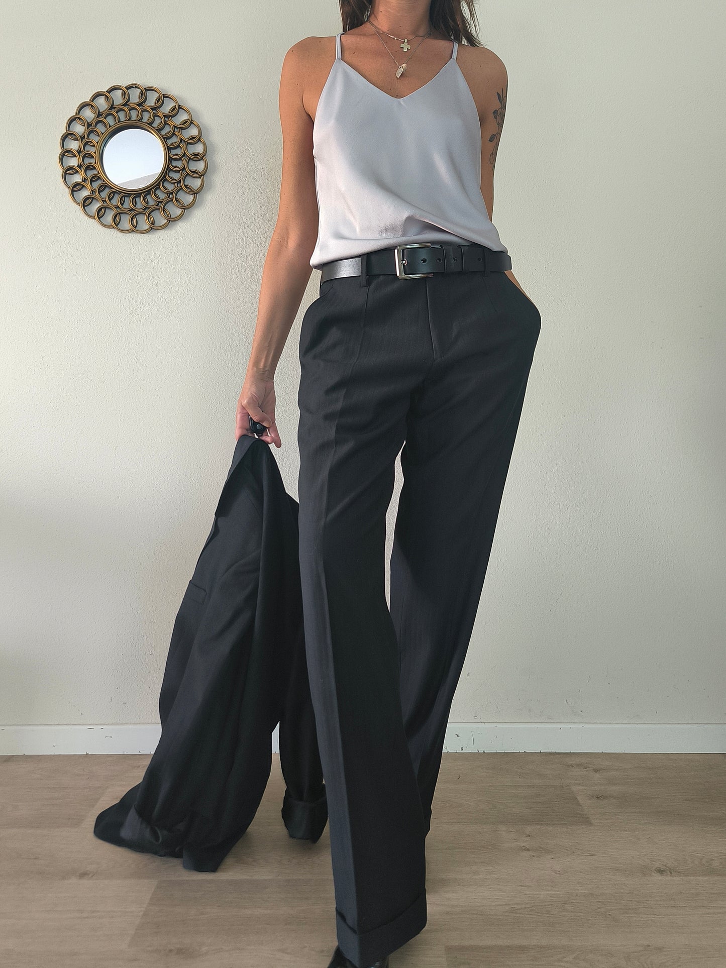 Completo giacca pantalone Versace in lana nero