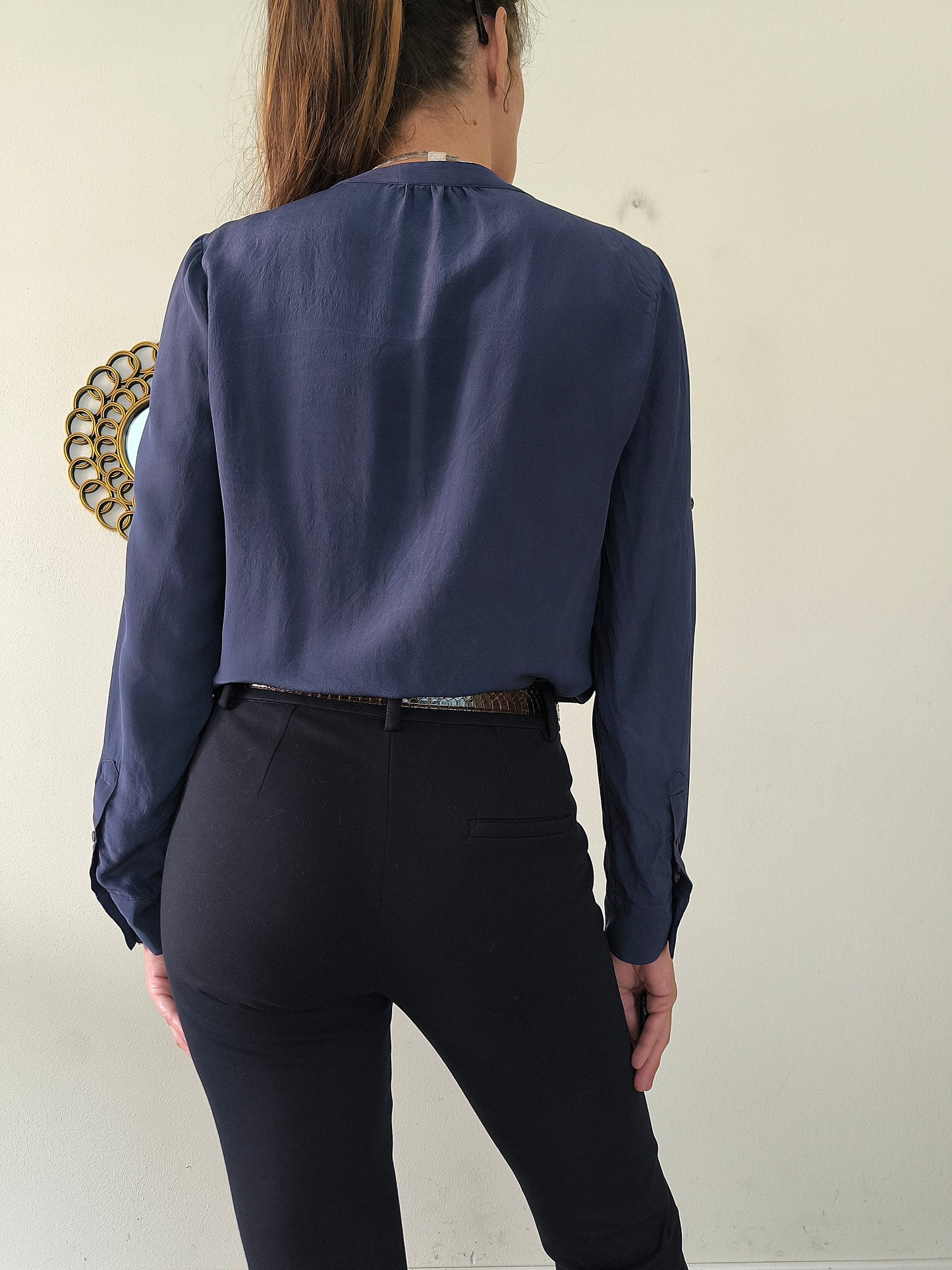 Camicetta in seta blu Banana Republic