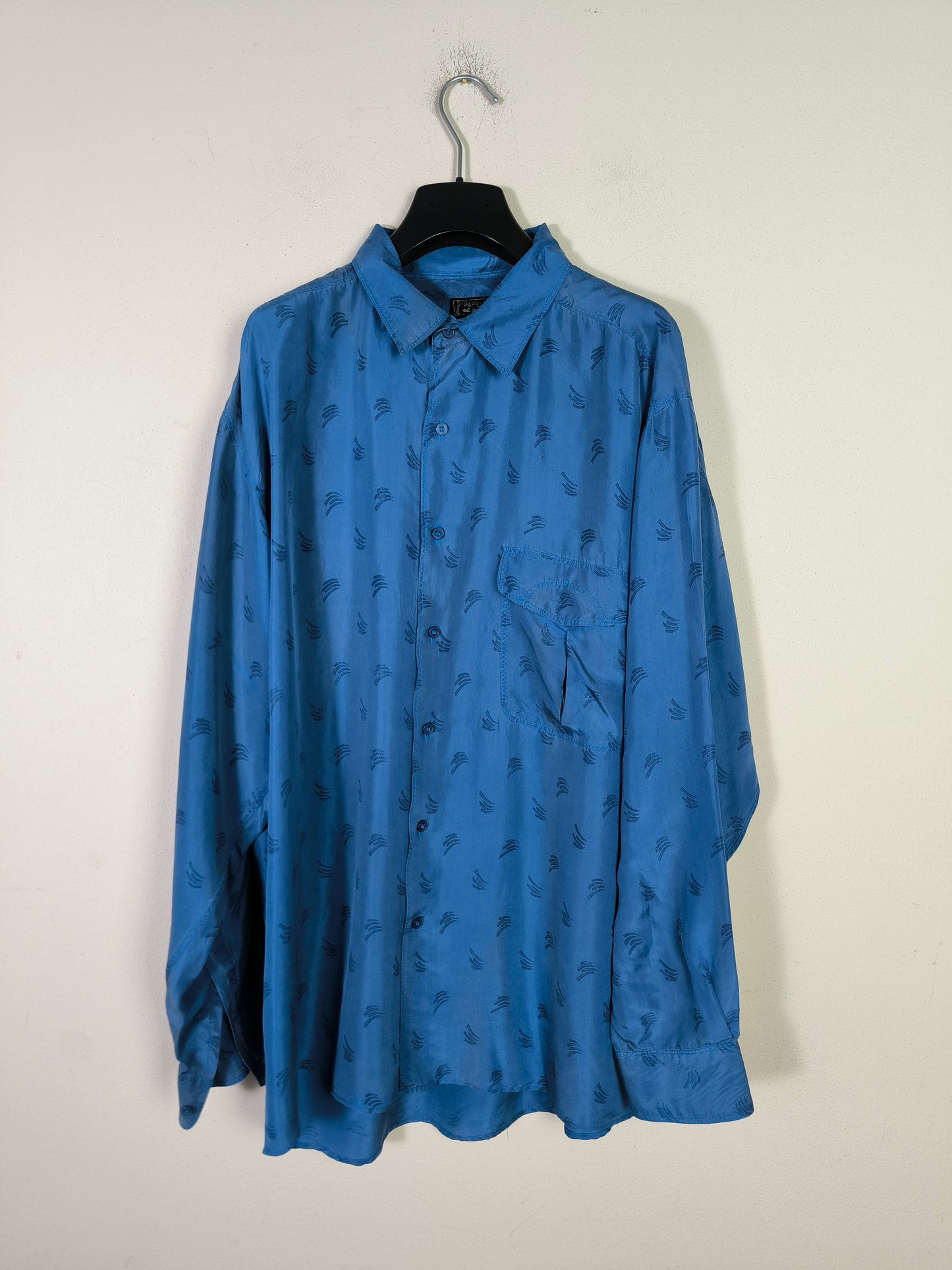 Papillon, camicia pura seta vintage blu