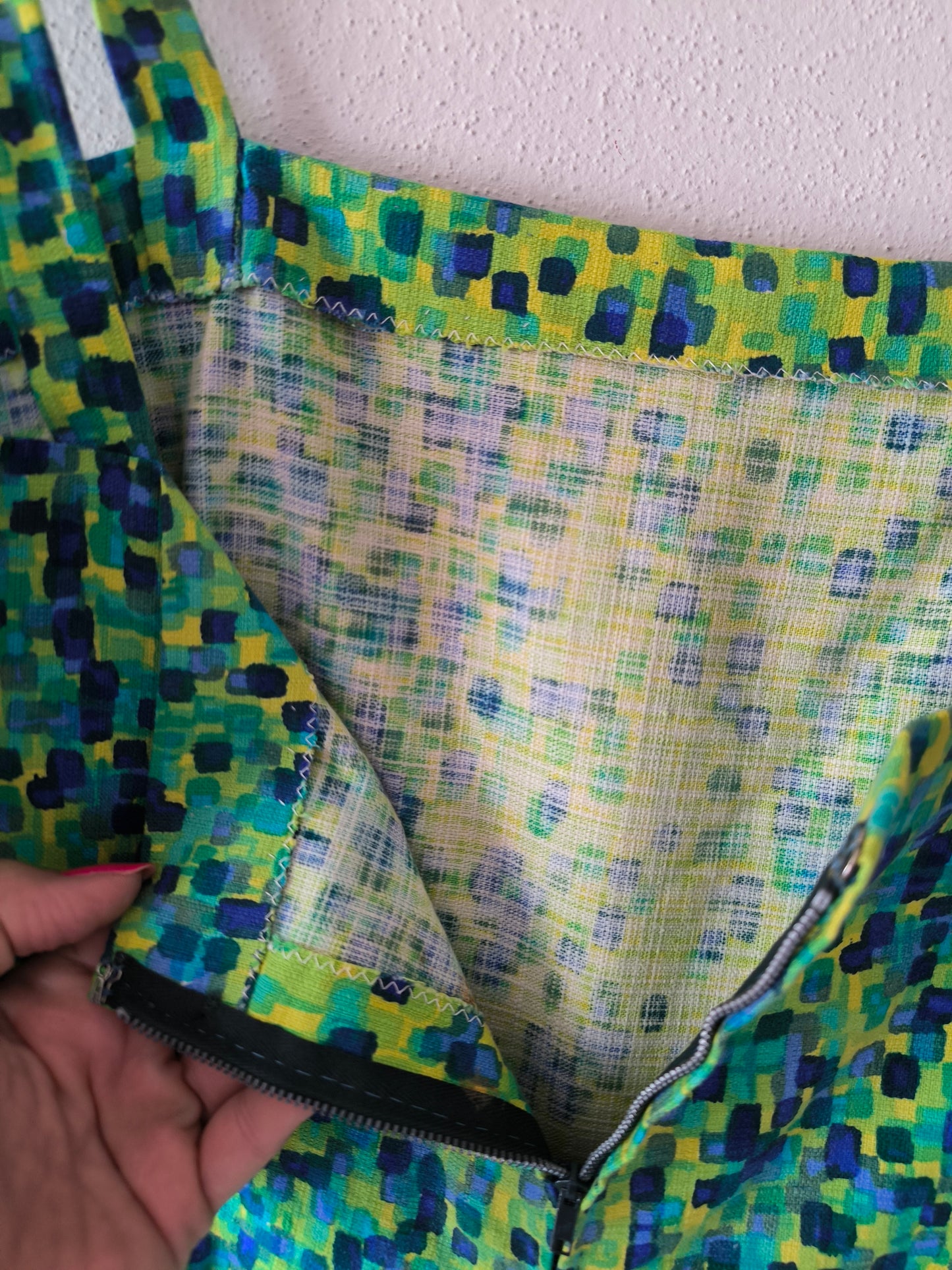 Abito vintage giallo/verde in cotone