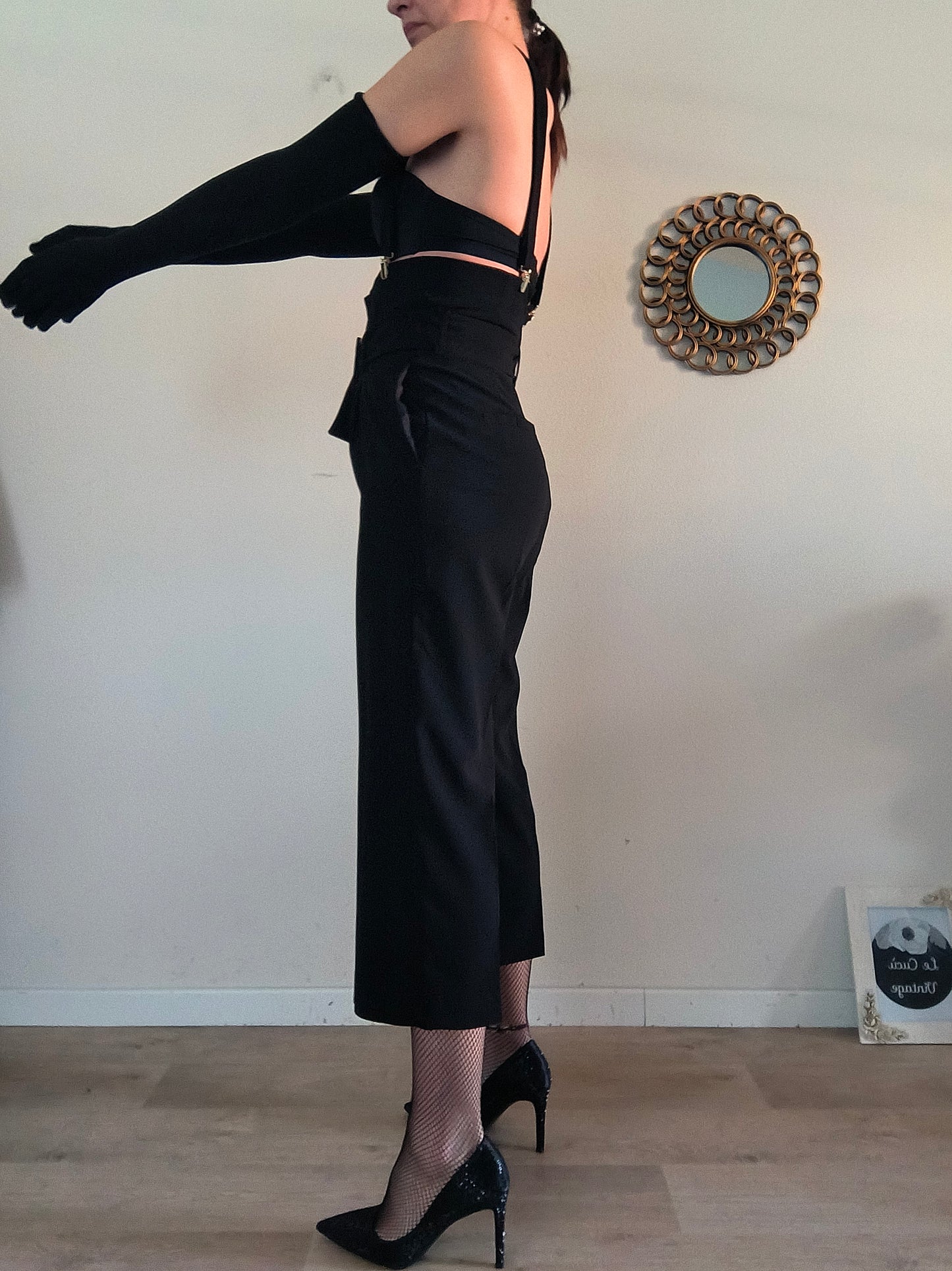 Pantalone Vicolo nero tg M con bretelle removibili