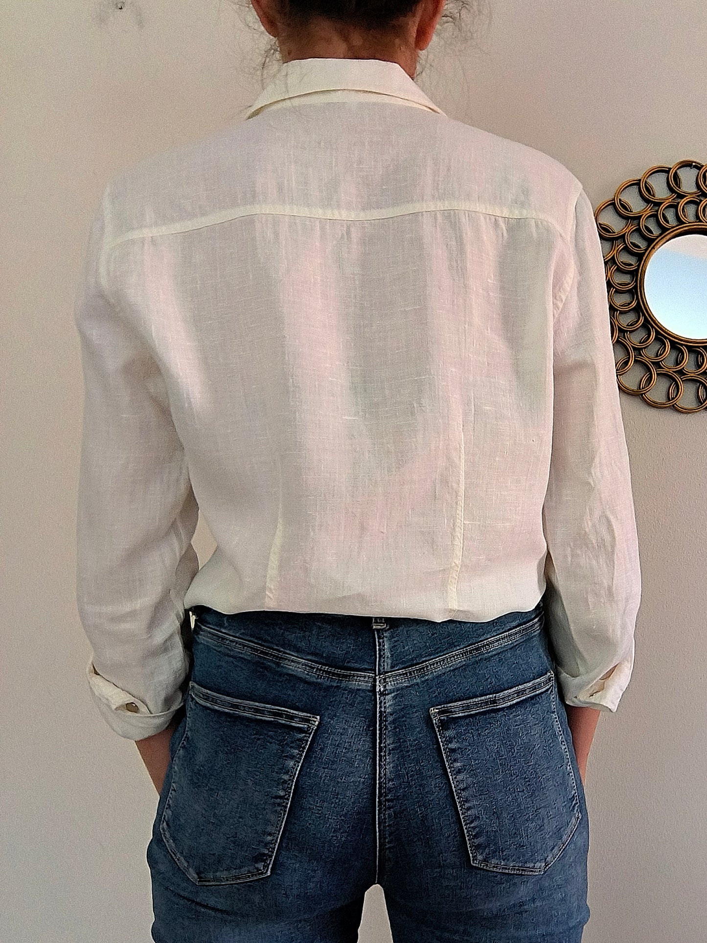 Camicetta vintage in lino bianco tg M