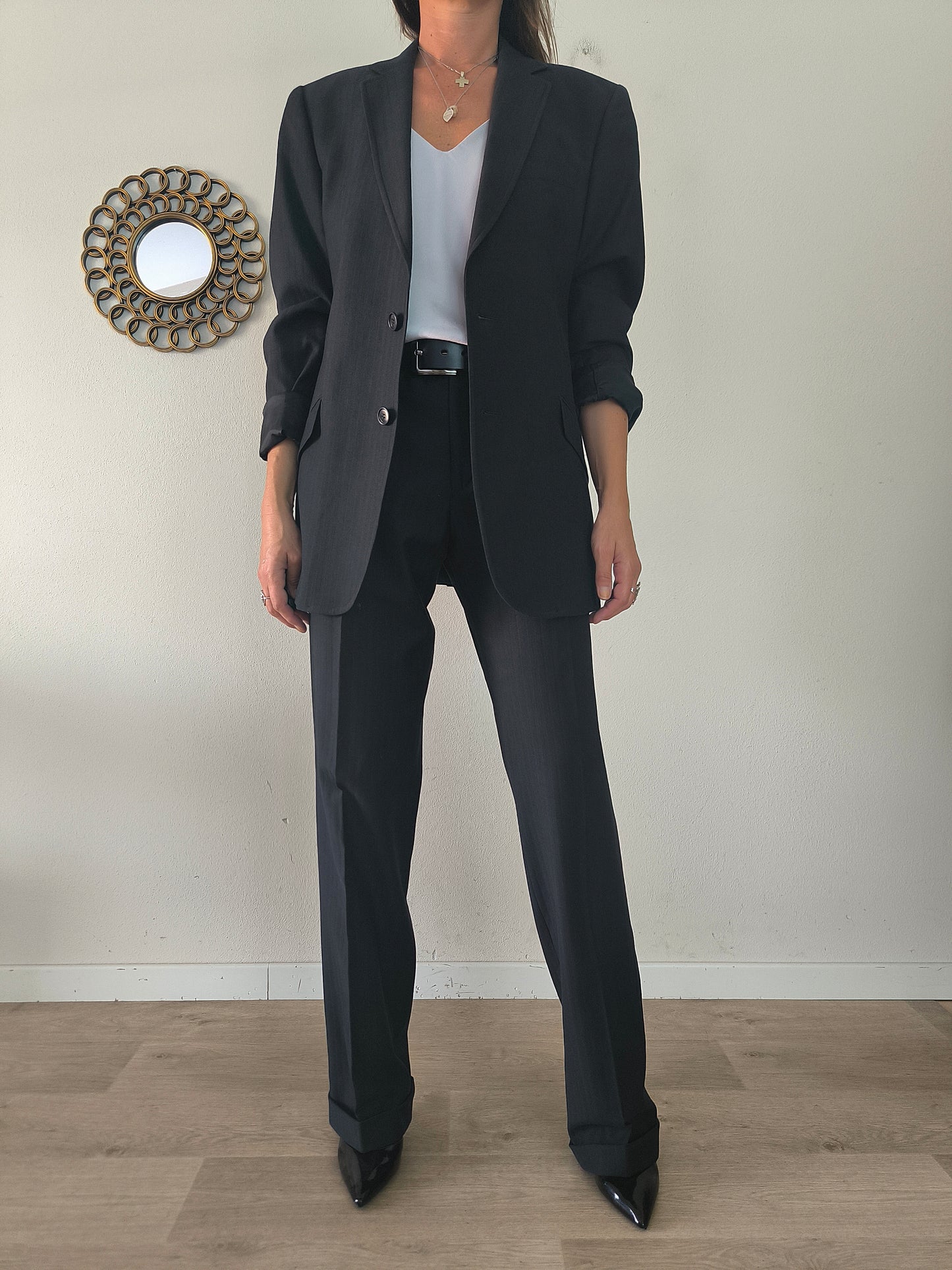 Completo giacca pantalone Versace in lana nero