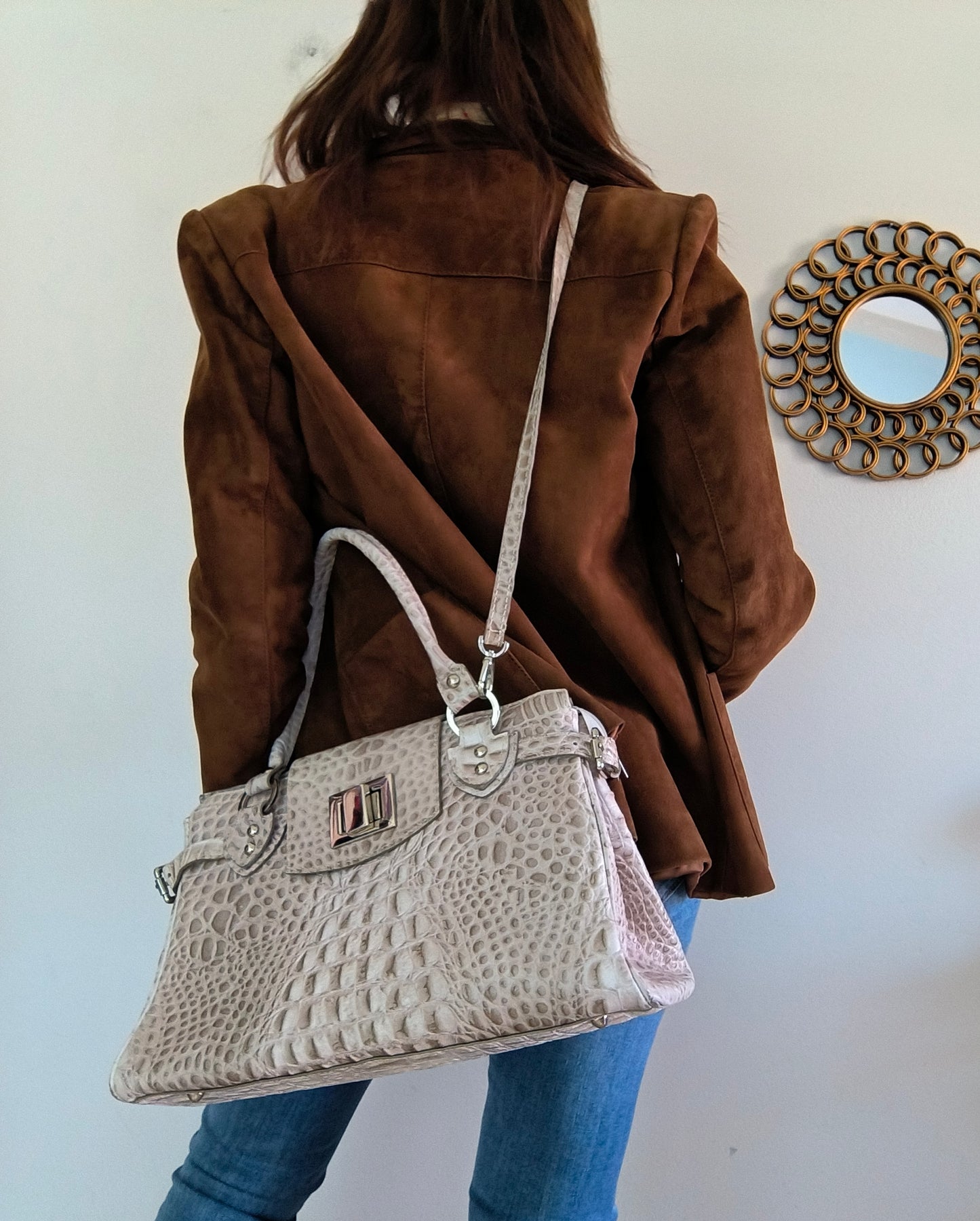 Borsa tote vera pelle ghiaccio