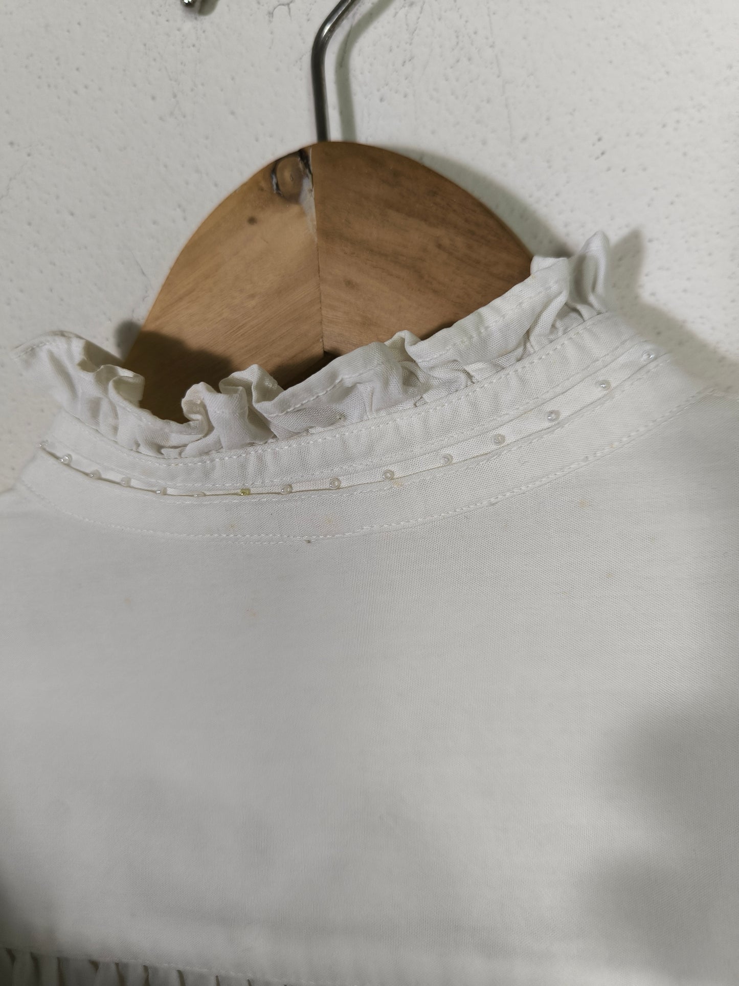 Camicetta vittoriana in cotone e perline tg S/M