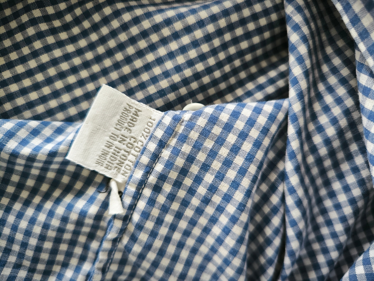 Camicetta cotone a quadretti bianco/blu