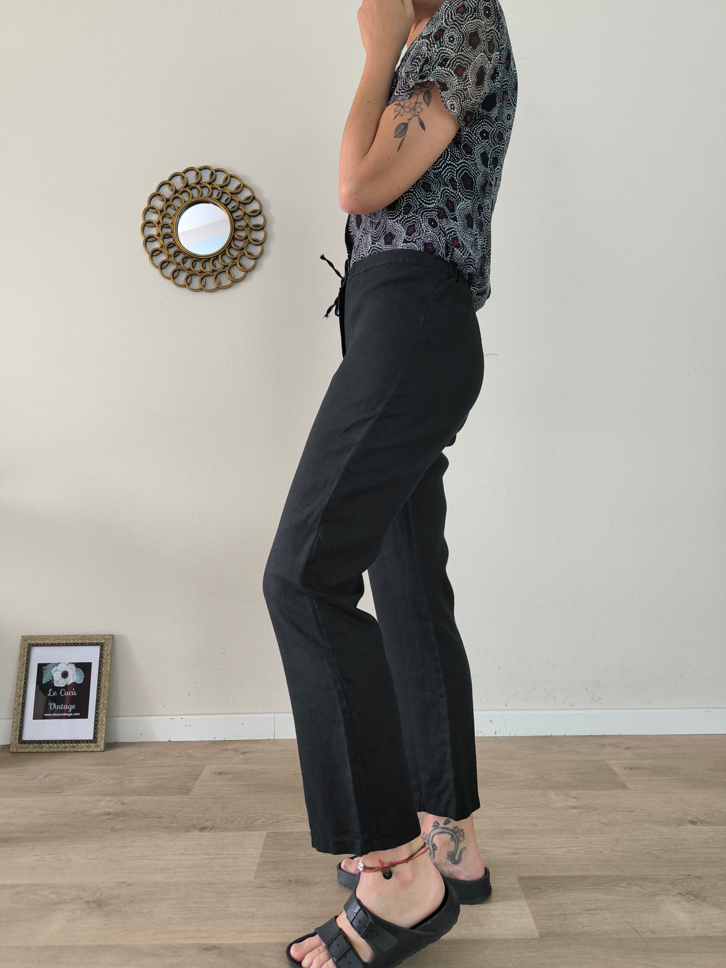 Pantalone in lino nero size S/M