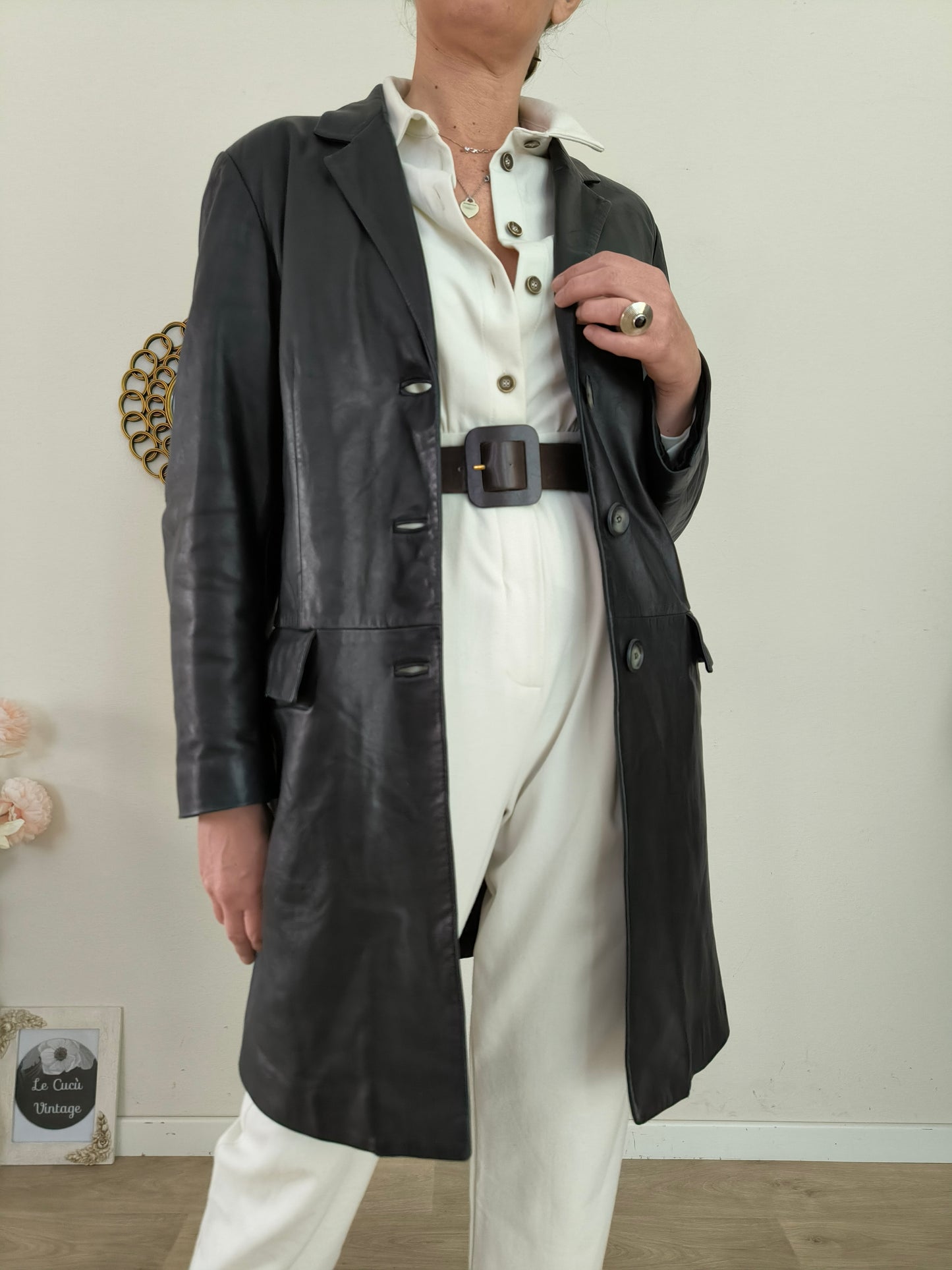 Giacca in vera pelle nera tg M