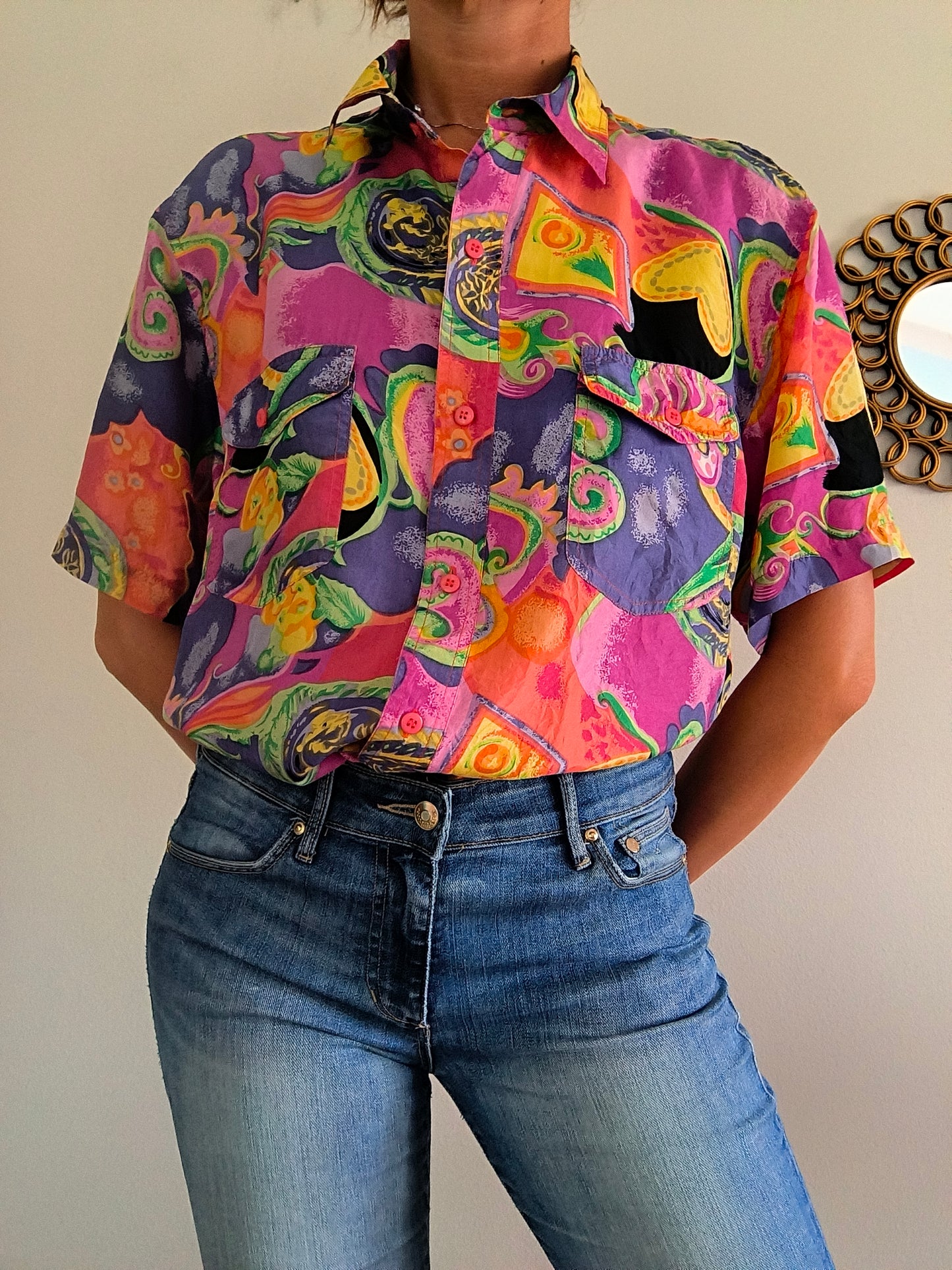 Camicia vintage fantasia pura seta unisex