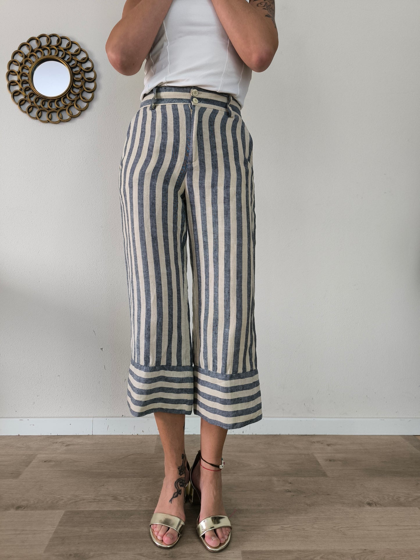 Pantalone Twin Set rigato in cotone