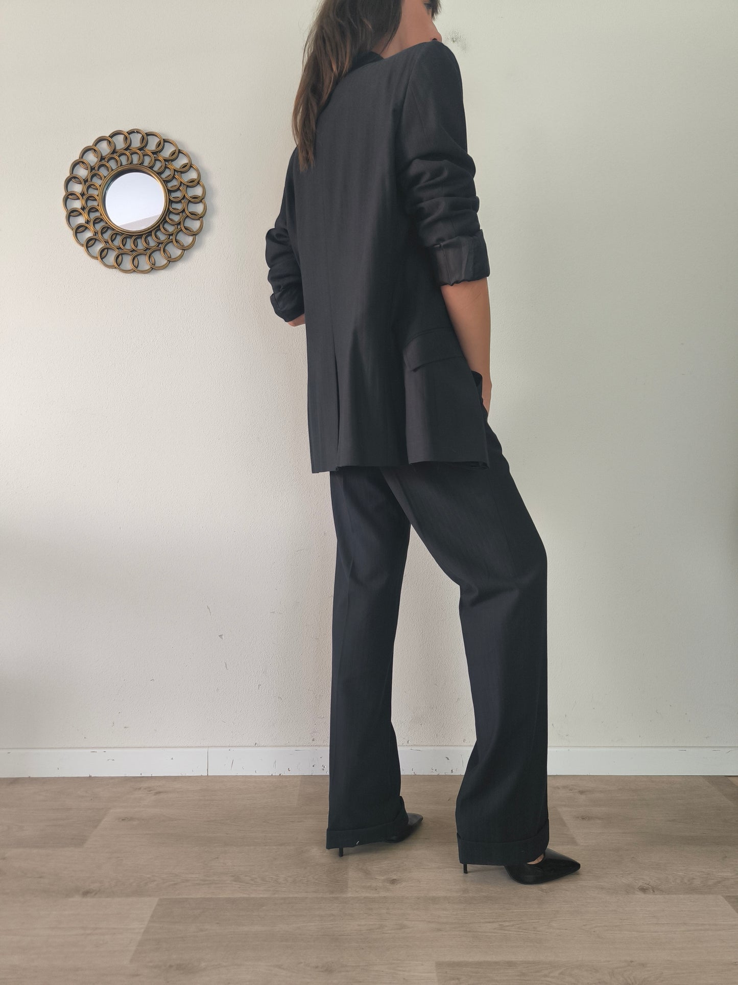 Completo giacca pantalone Versace in lana nero