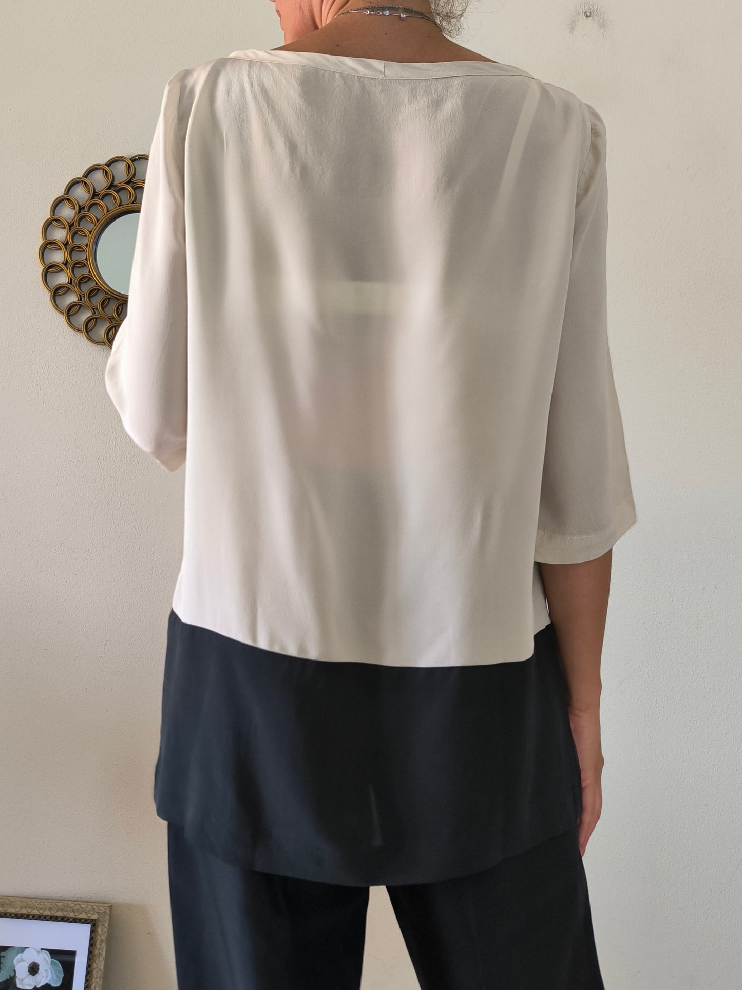 Blusa pura seta nude/nero