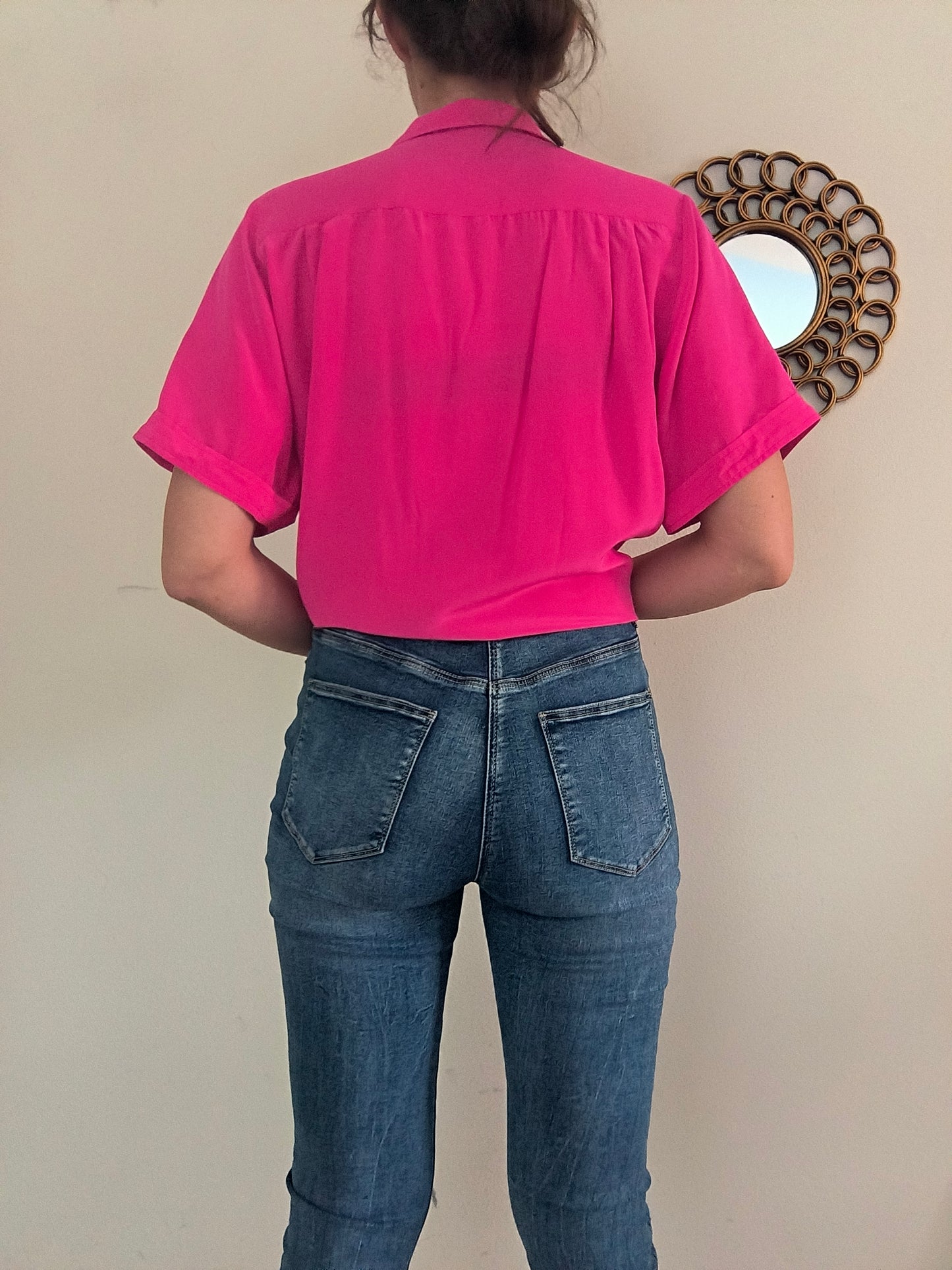 Camicetta in seta rosa shocking