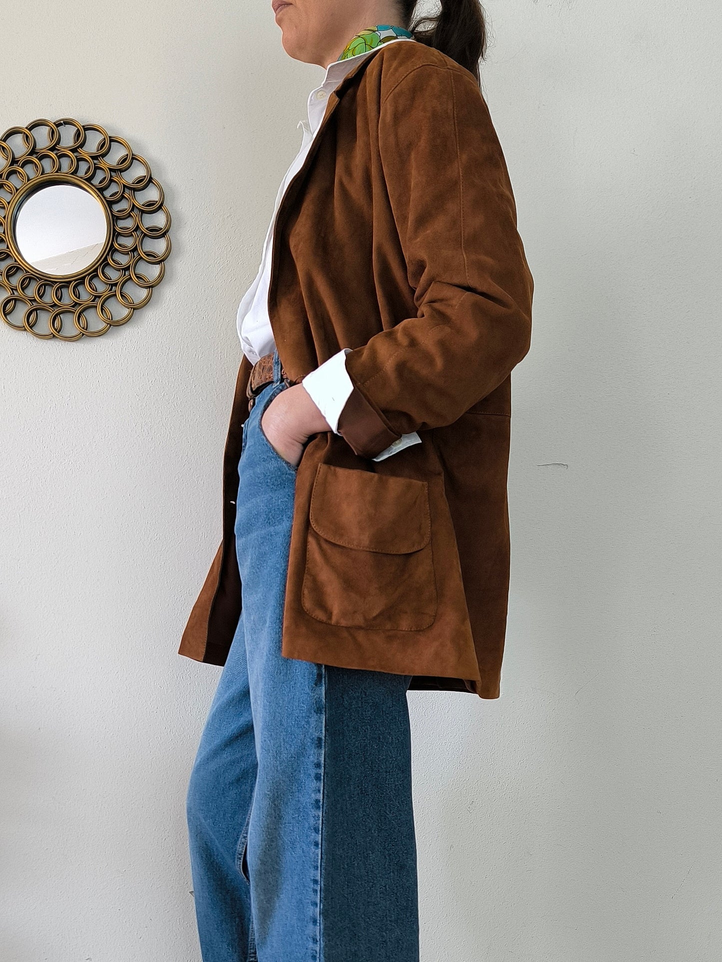 Giacca in pelle scamosciata