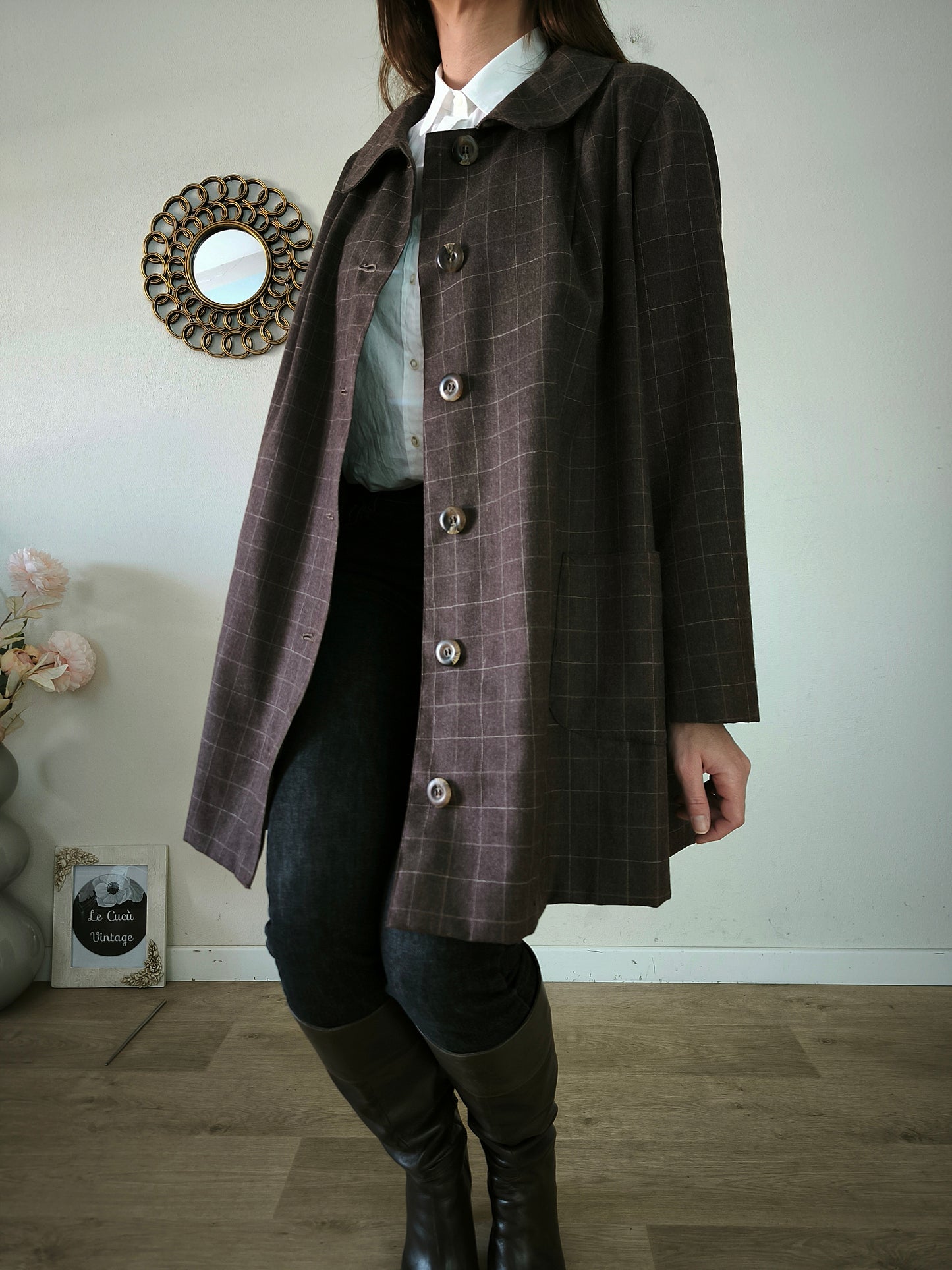 Spolverino vintage marrone in fresco lana