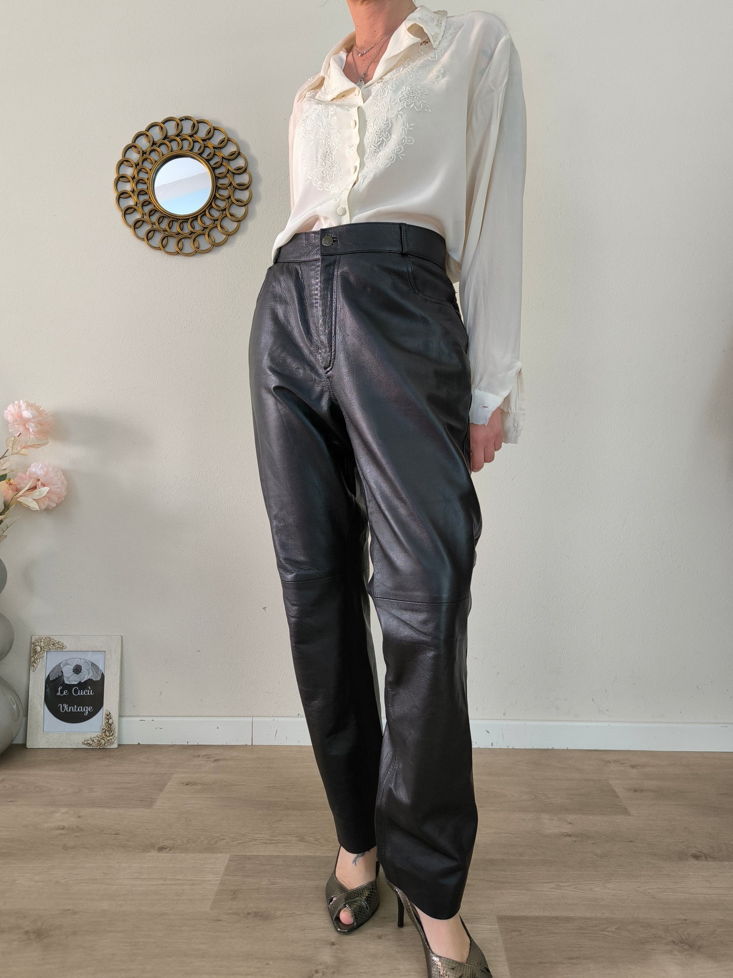 Pantalone in pelle nero tg 52