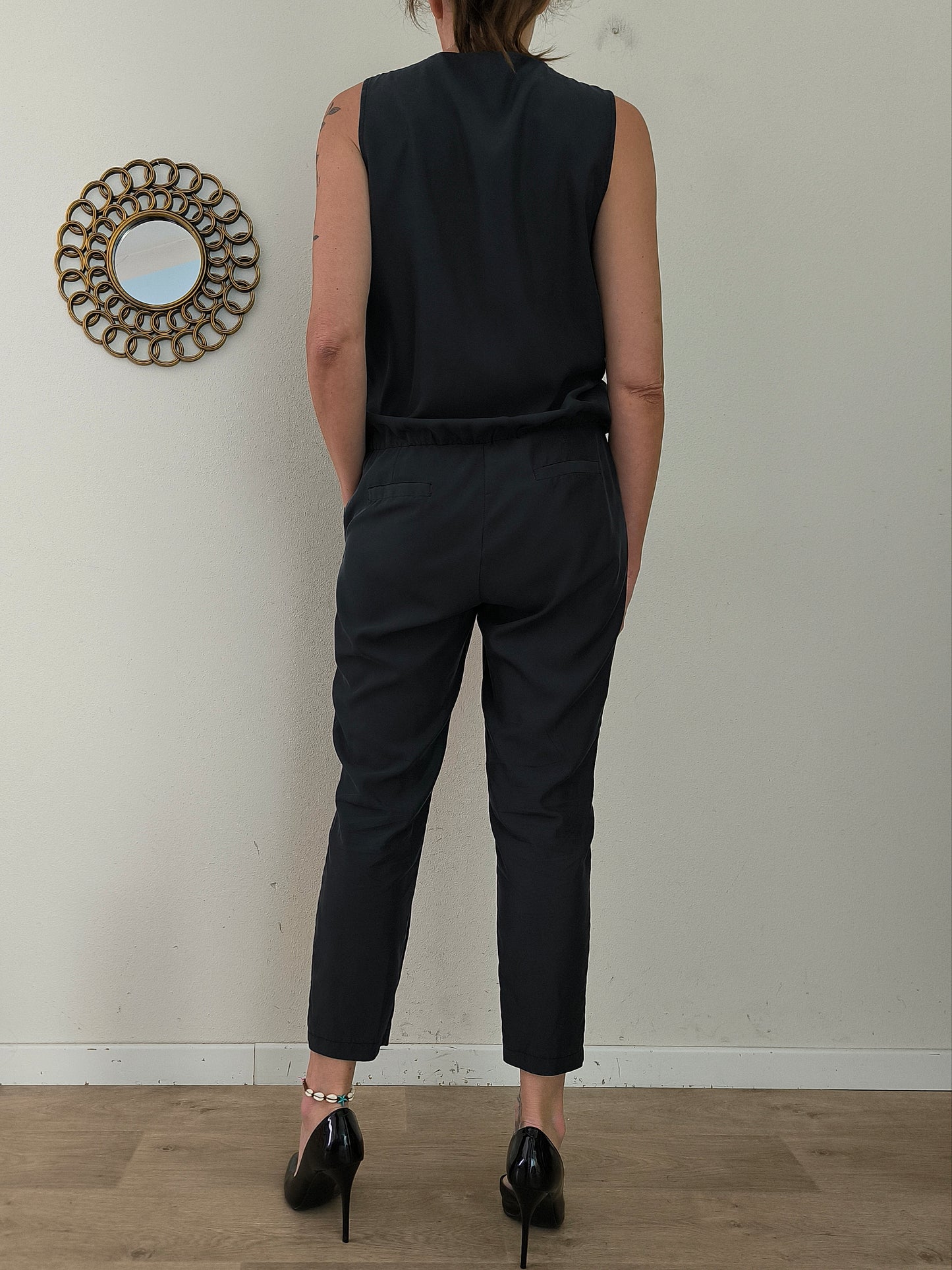 Jumpsuit Imperial nera com ampio scollo
