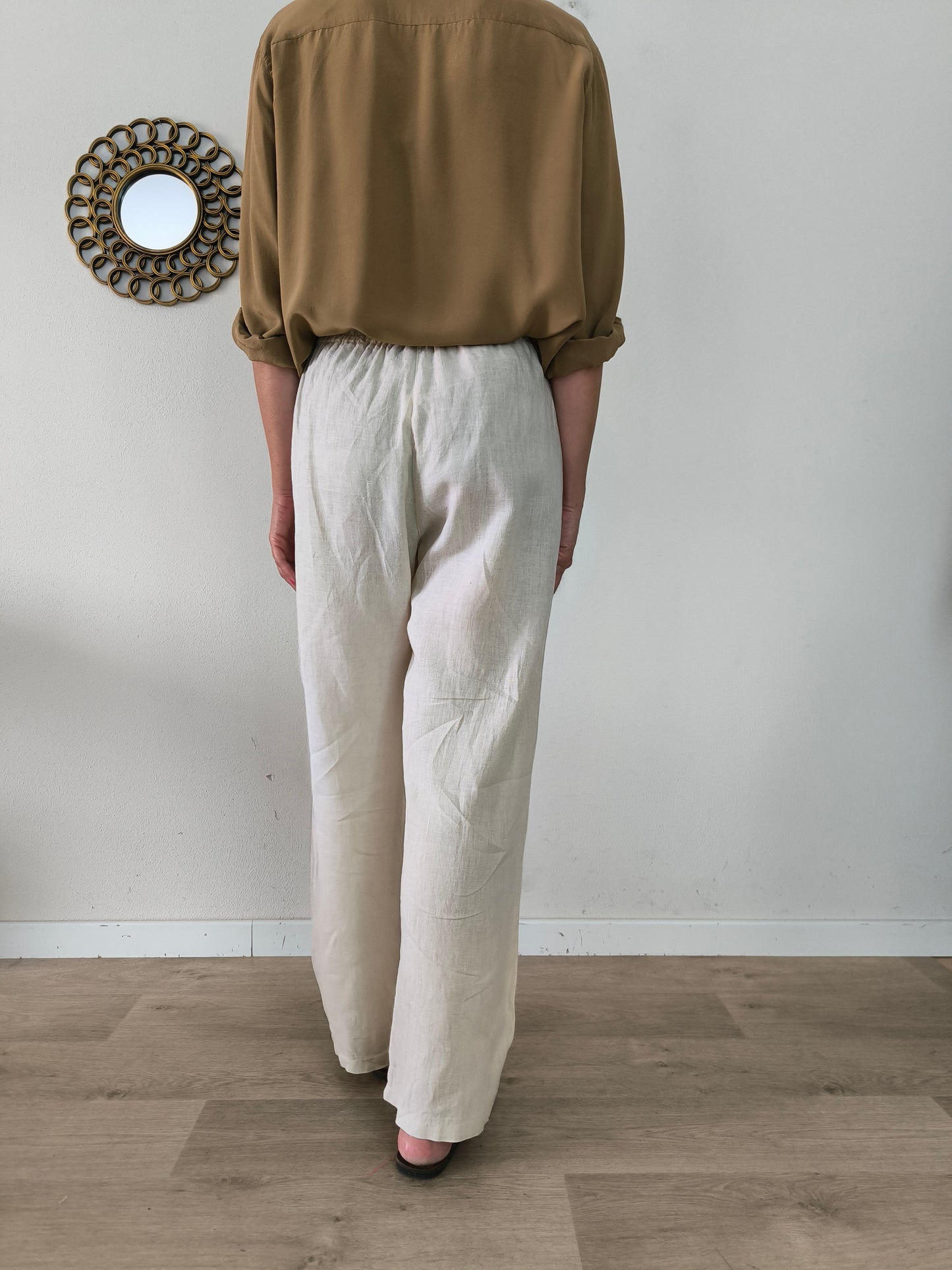 Pantalone lino écru tg L
