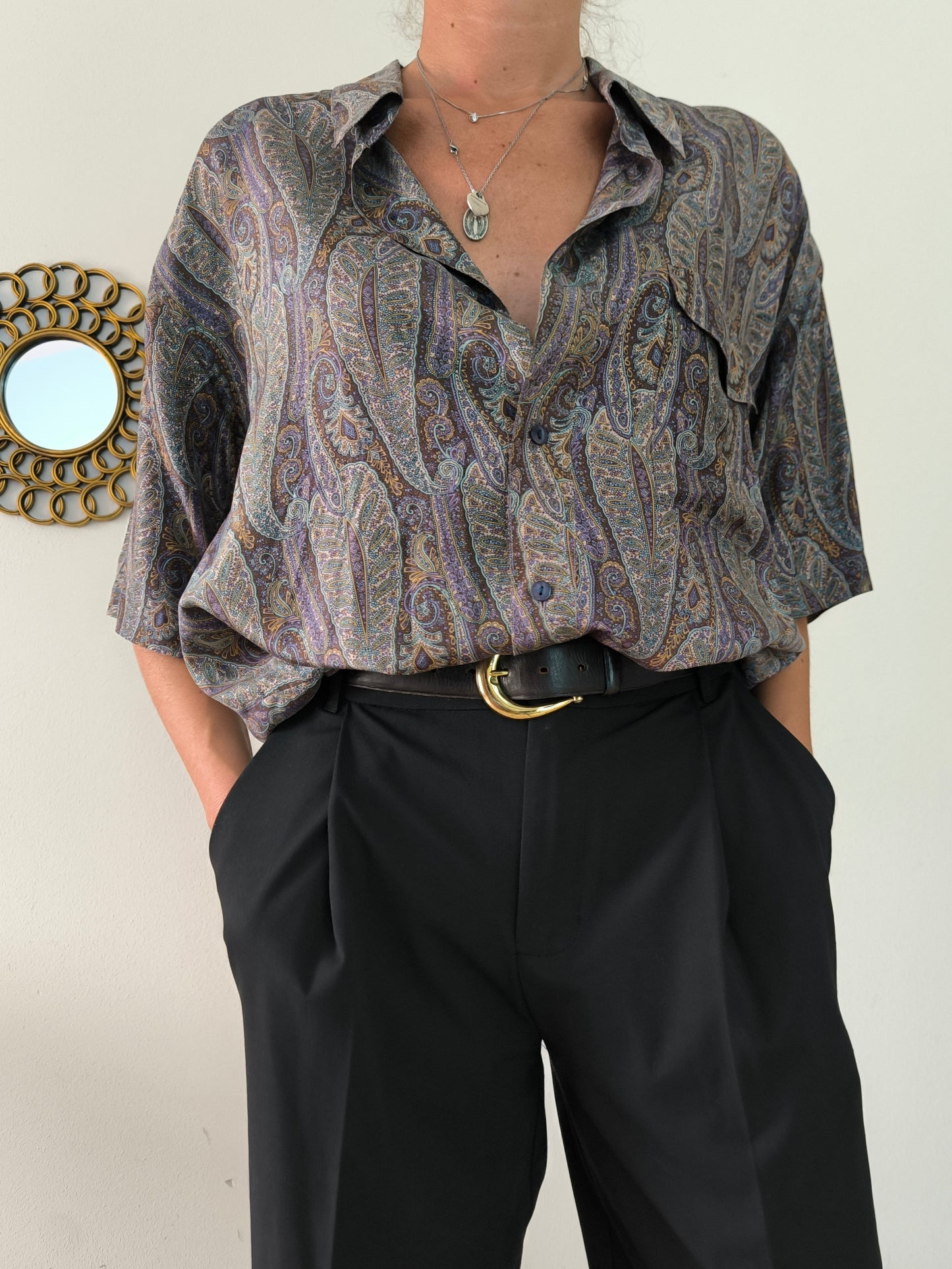 Camicia Paisley in pura seta unisex