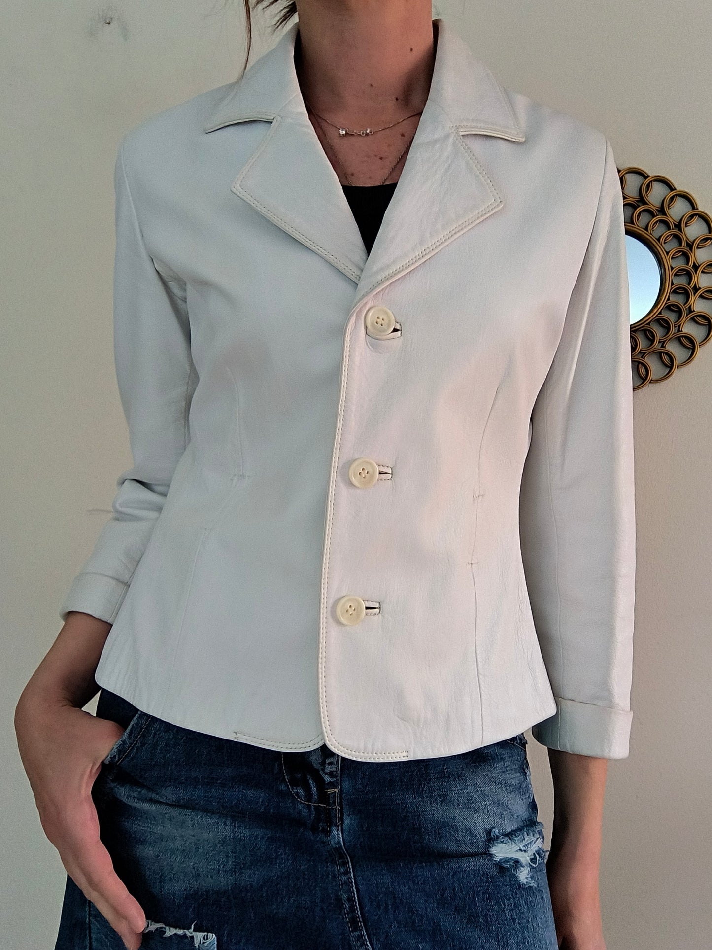 Blazer vera pelle bianco
