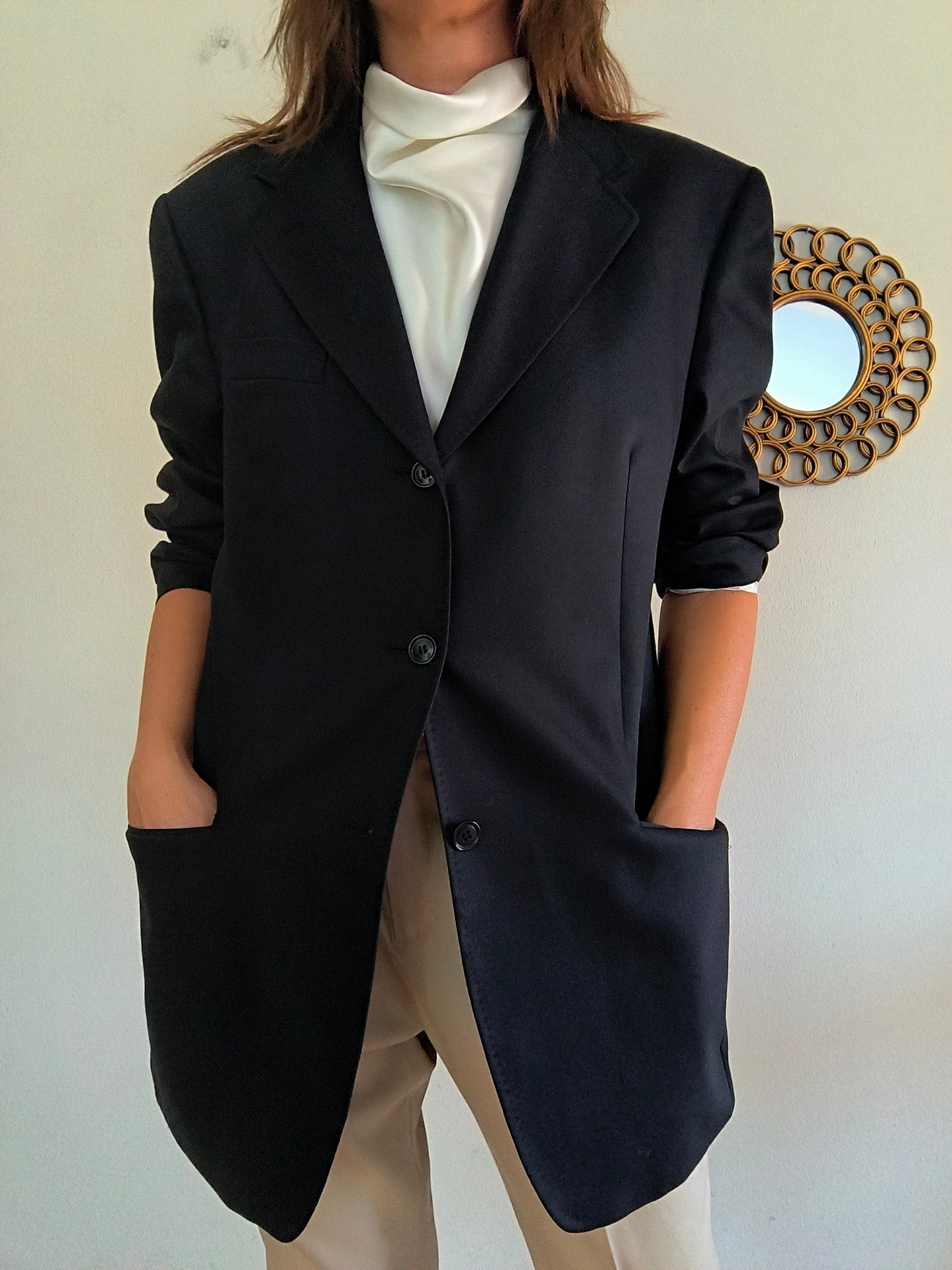 Blazer unisex nero Micheli Super 100's merino Extrafine