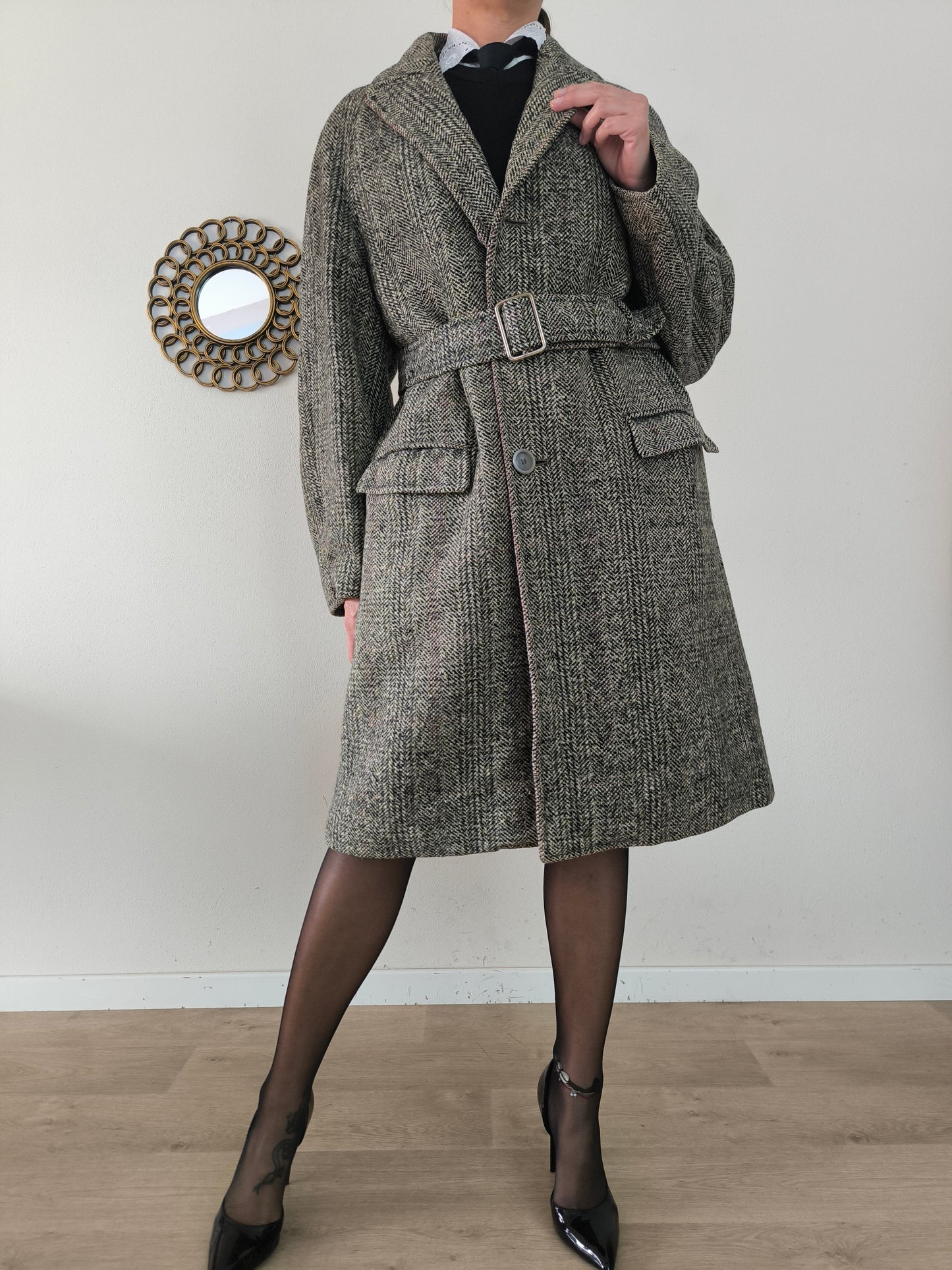 Cappotto vintage unisex sartoriale in tweed