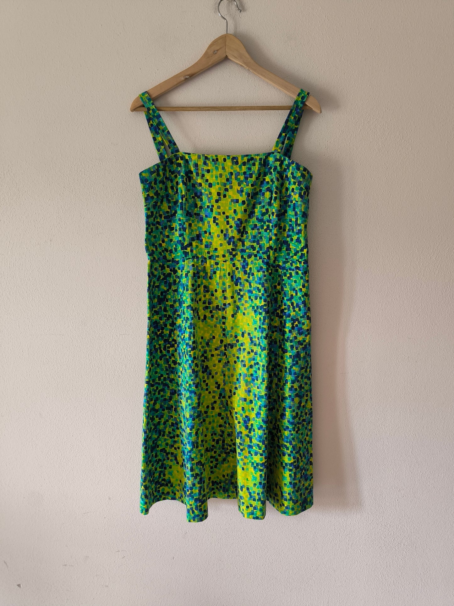 Abito vintage giallo/verde in cotone