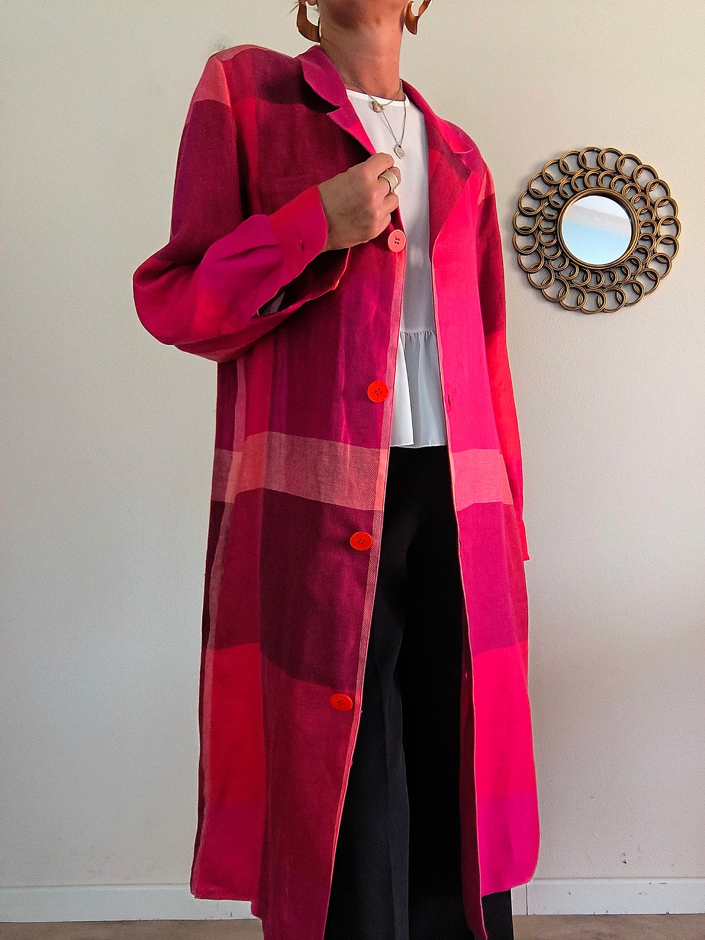Spolverino/chemisier Gilmar in lino magenta