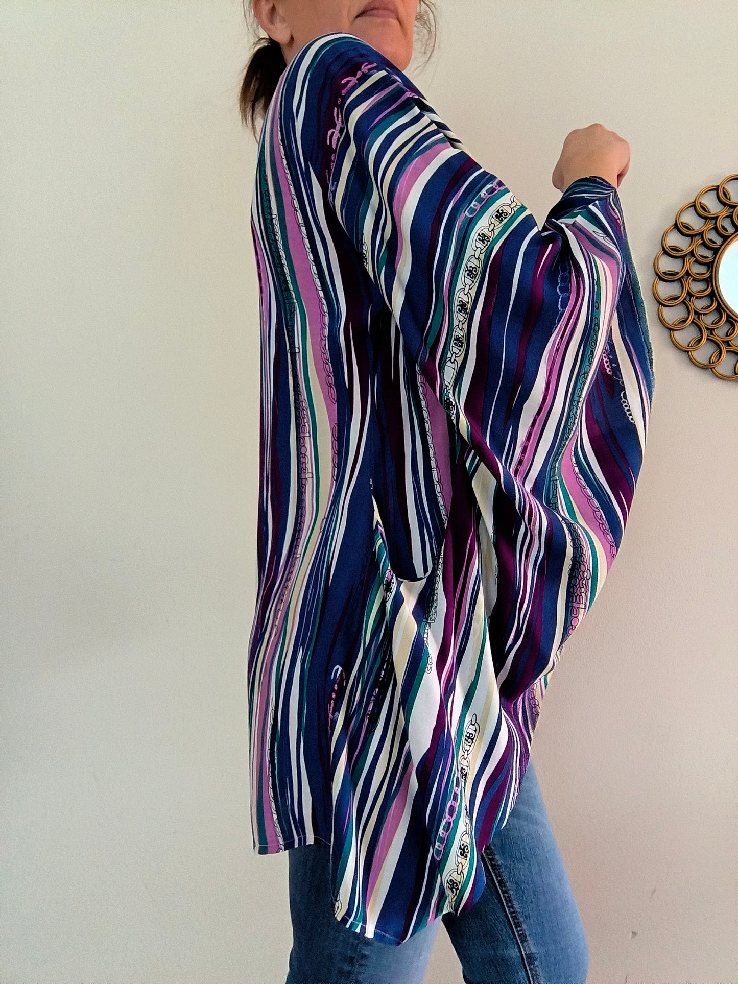 Blusa sartoriale fantasia tessuto anni 70, taglia unica
