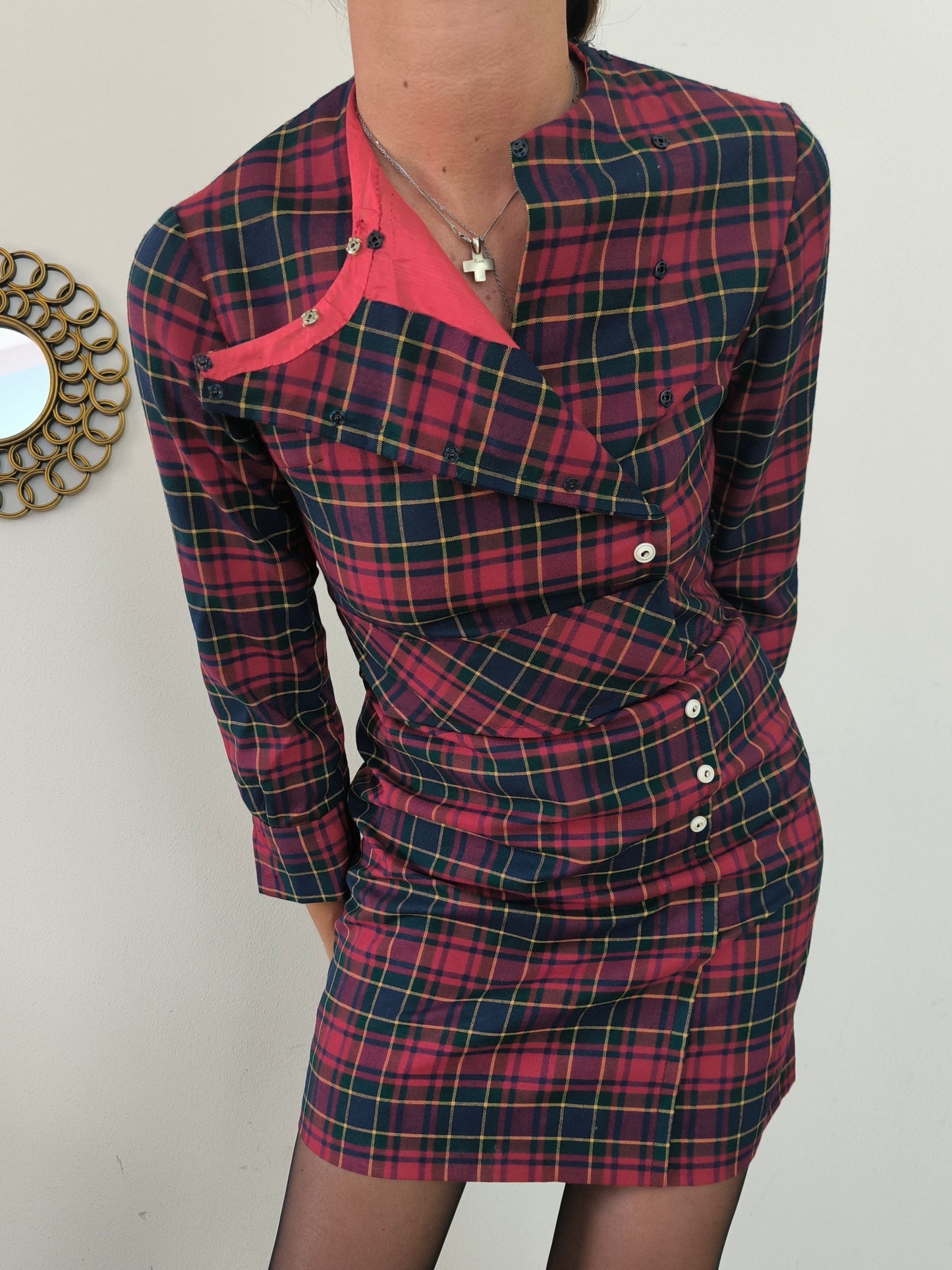 Abito vintage in tartan rosso tg XS