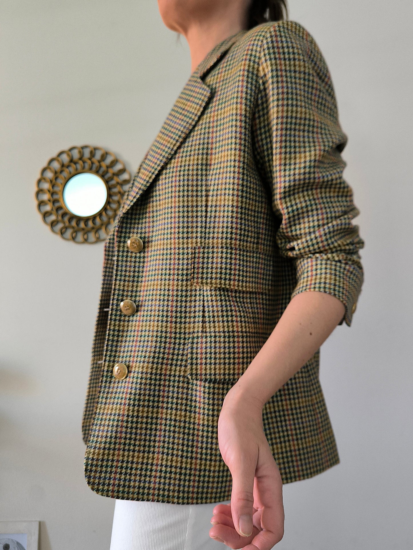 Blazer sartoriale chiaro in lana pied de poule tg M/L