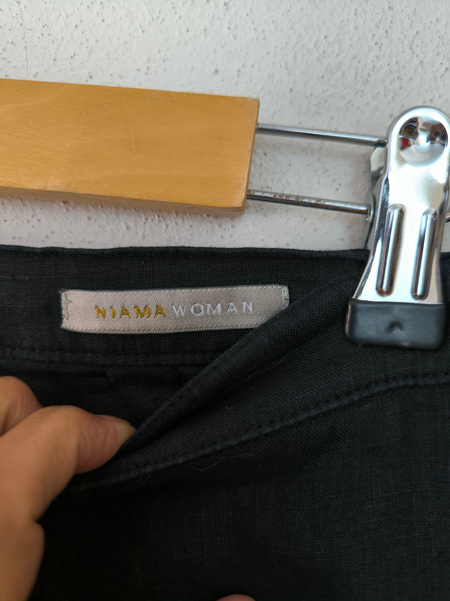 Pantalone Niama in puro lino nero