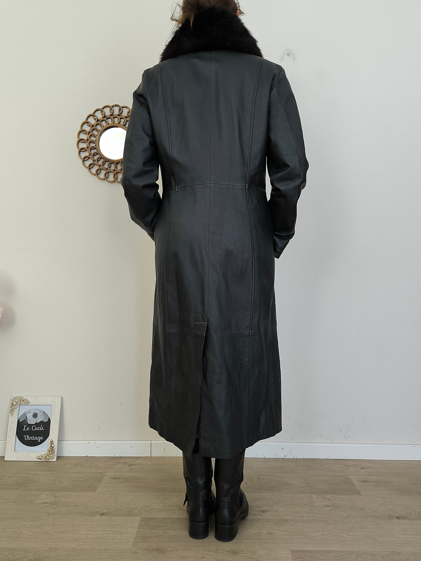 Cappotto vera pelle nero