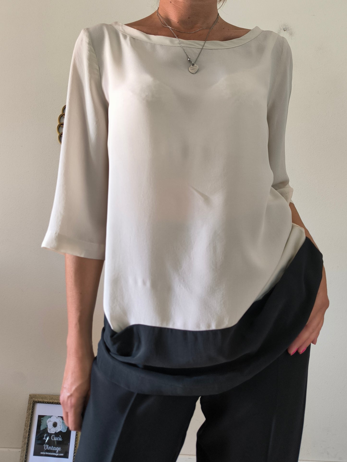 Blusa pura seta nude/nero