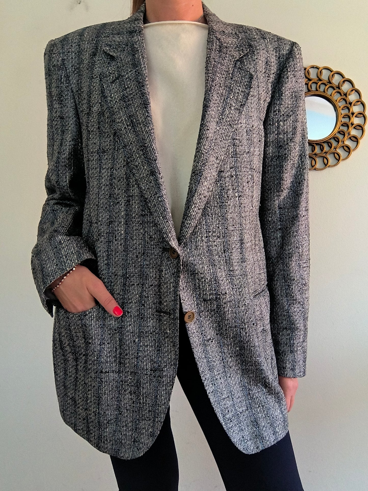 Blazer pura seta grigio