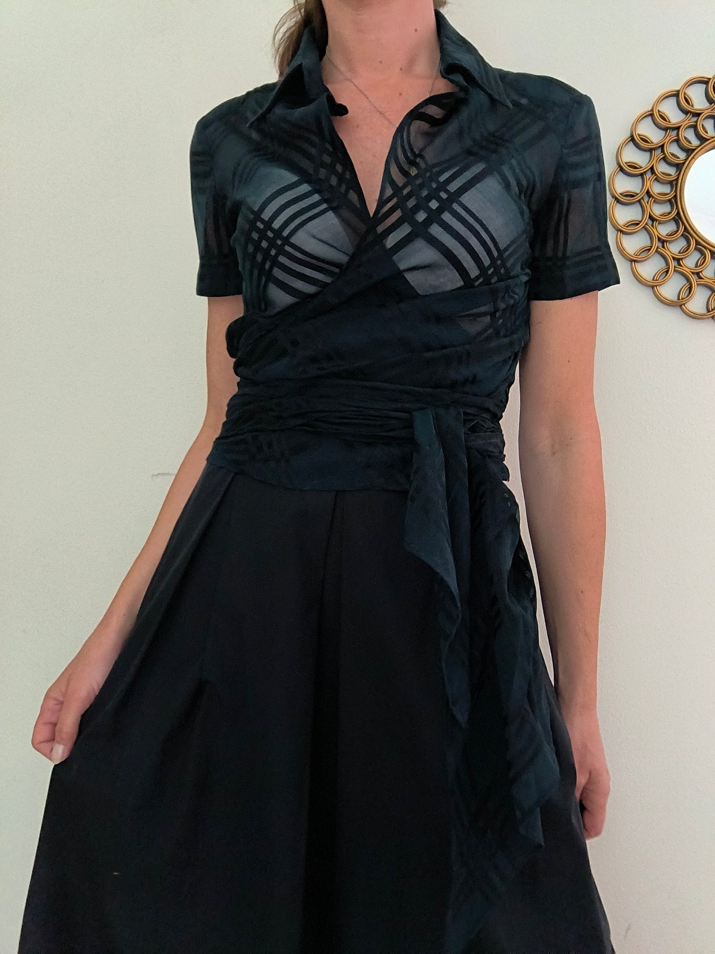 Camicia a incrocio semitrasparente