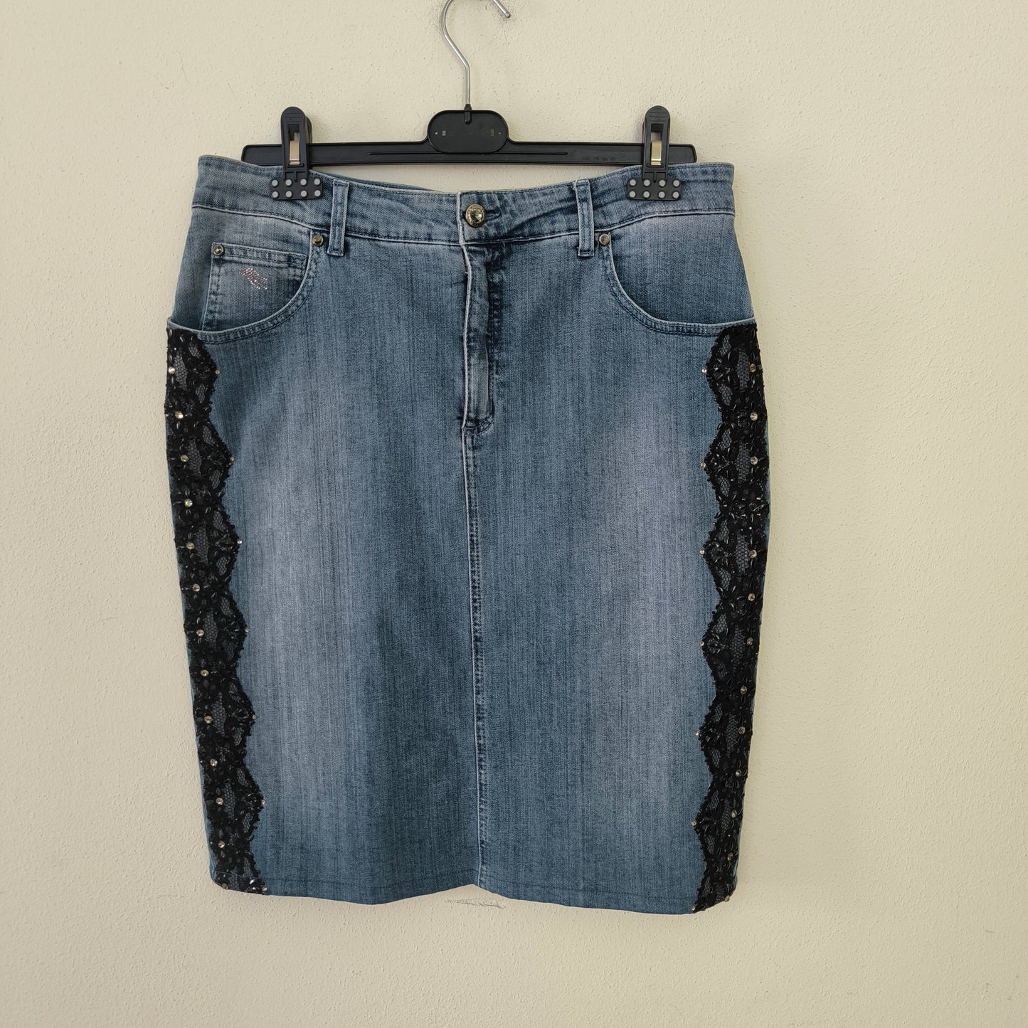Gonna in Denim Angelo Marani con pizzo tg 50