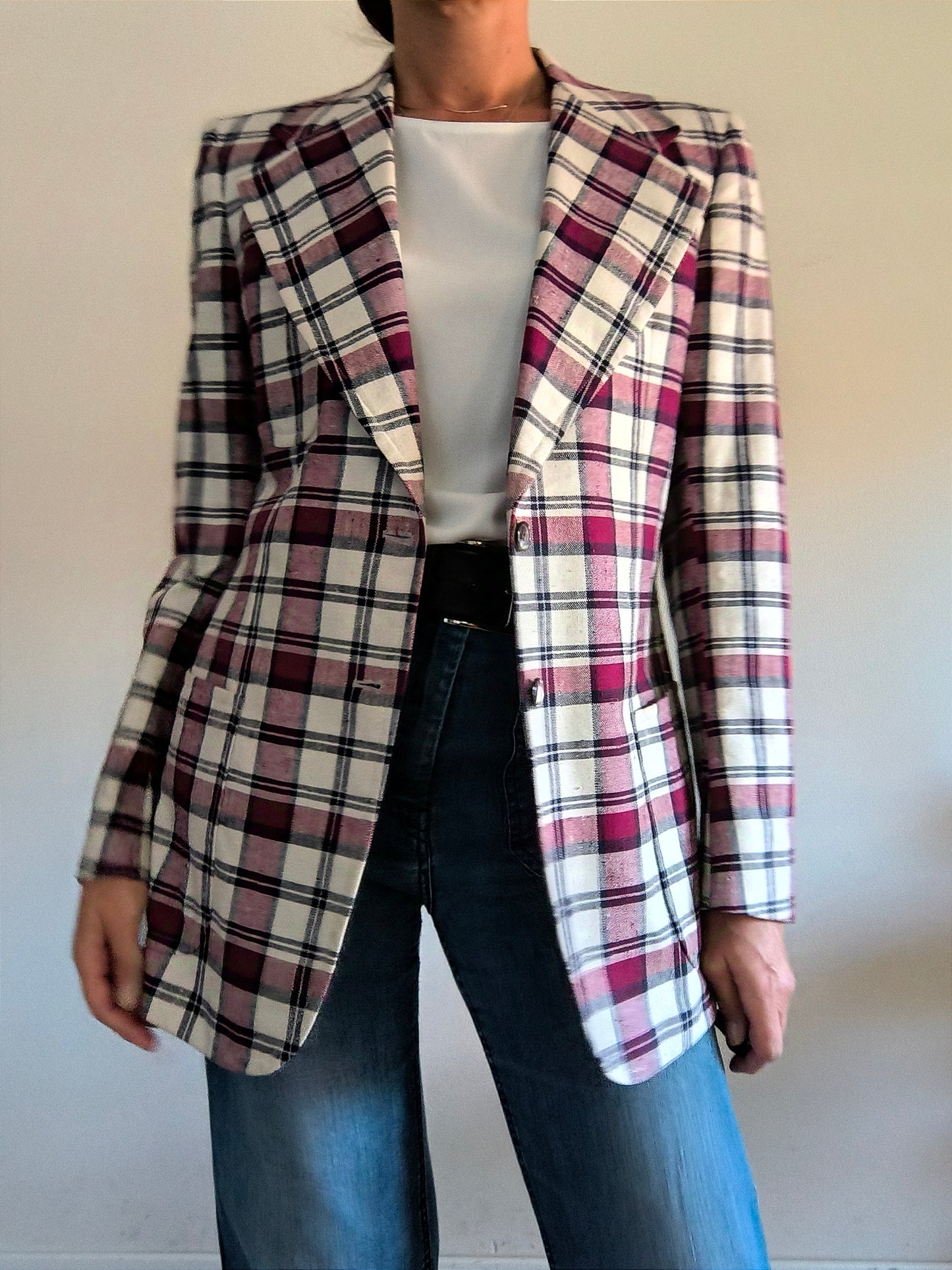 Blazer sartoriale vintage unisex a quadri tg M
