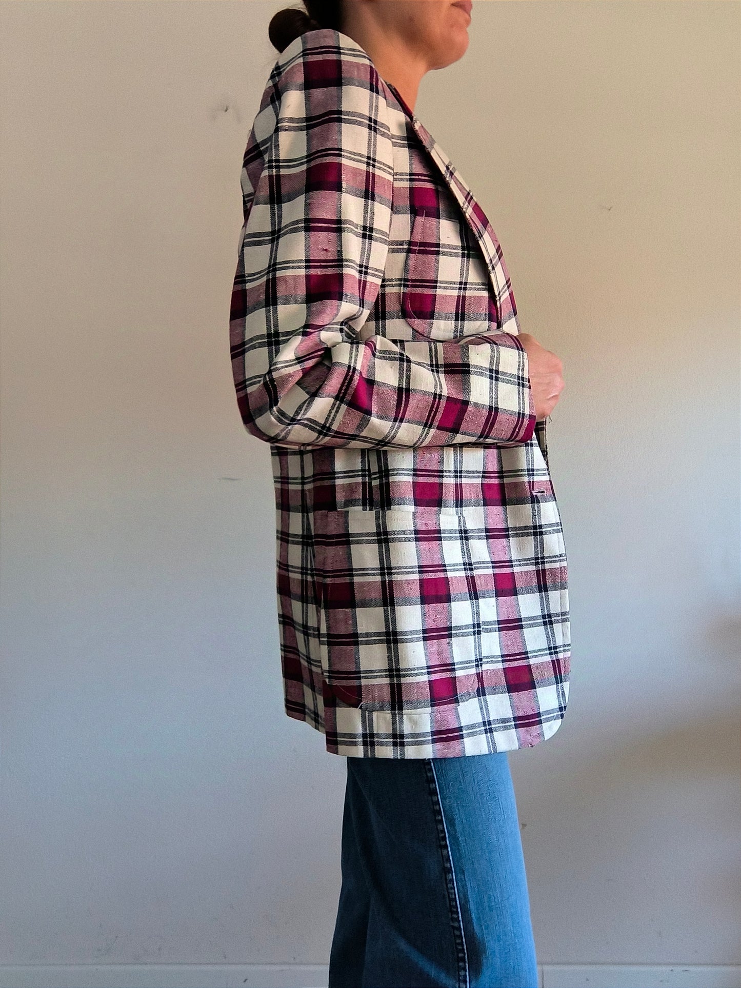 Blazer sartoriale vintage unisex a quadri tg M