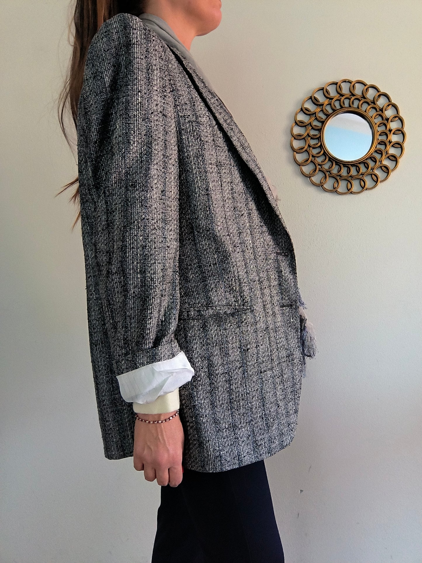 Blazer pura seta grigio