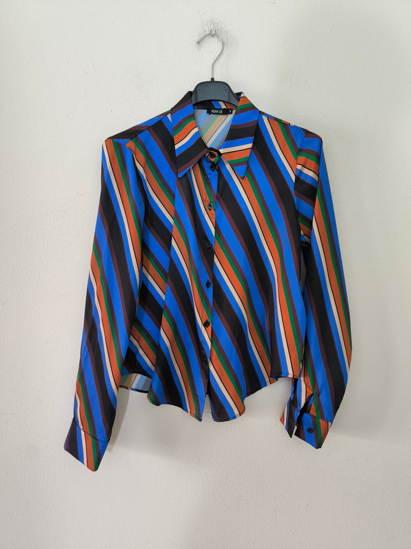 Camicetta in satin blu a righe Nuna Lie tg S
