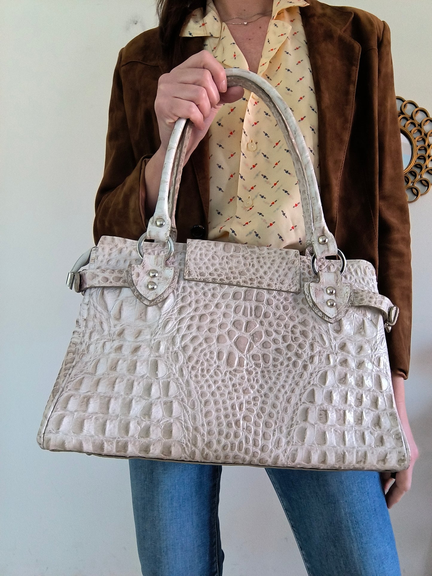 Borsa tote vera pelle ghiaccio