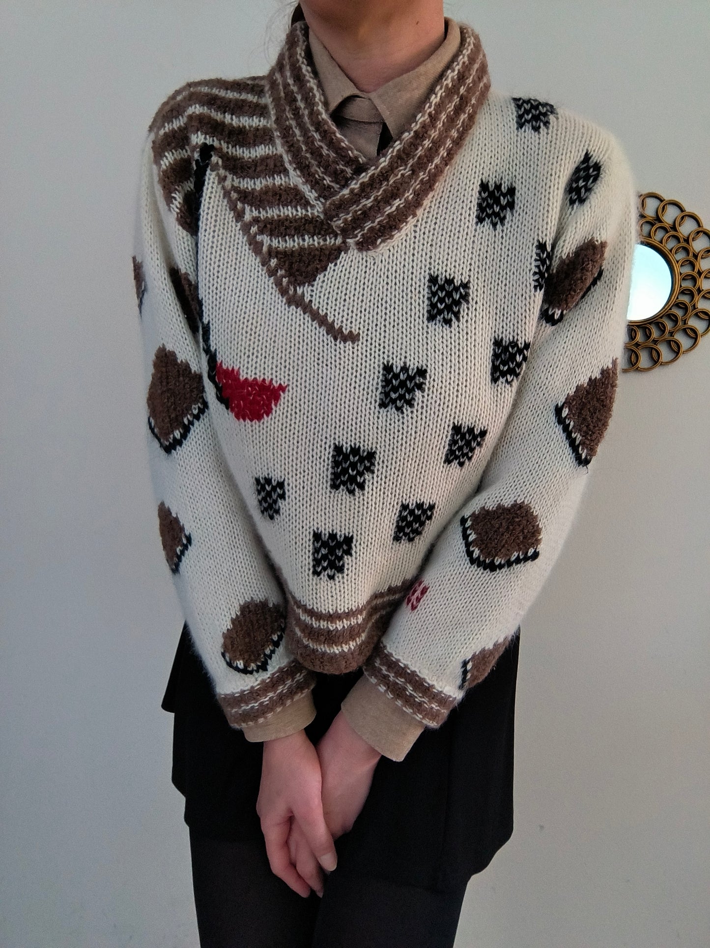 Maglione vintage fantasia in lana alpaca