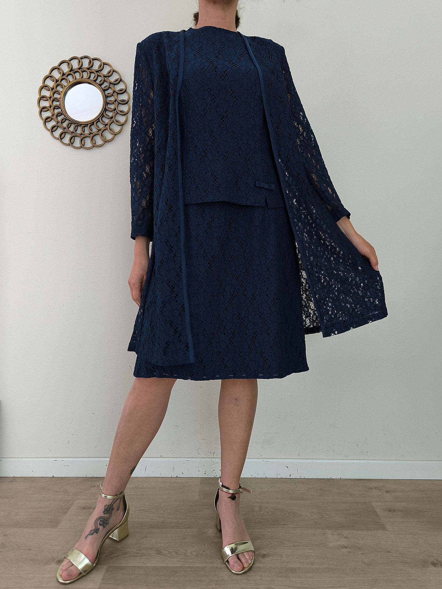 Completo anni 60 in pizzo macramè svizzero