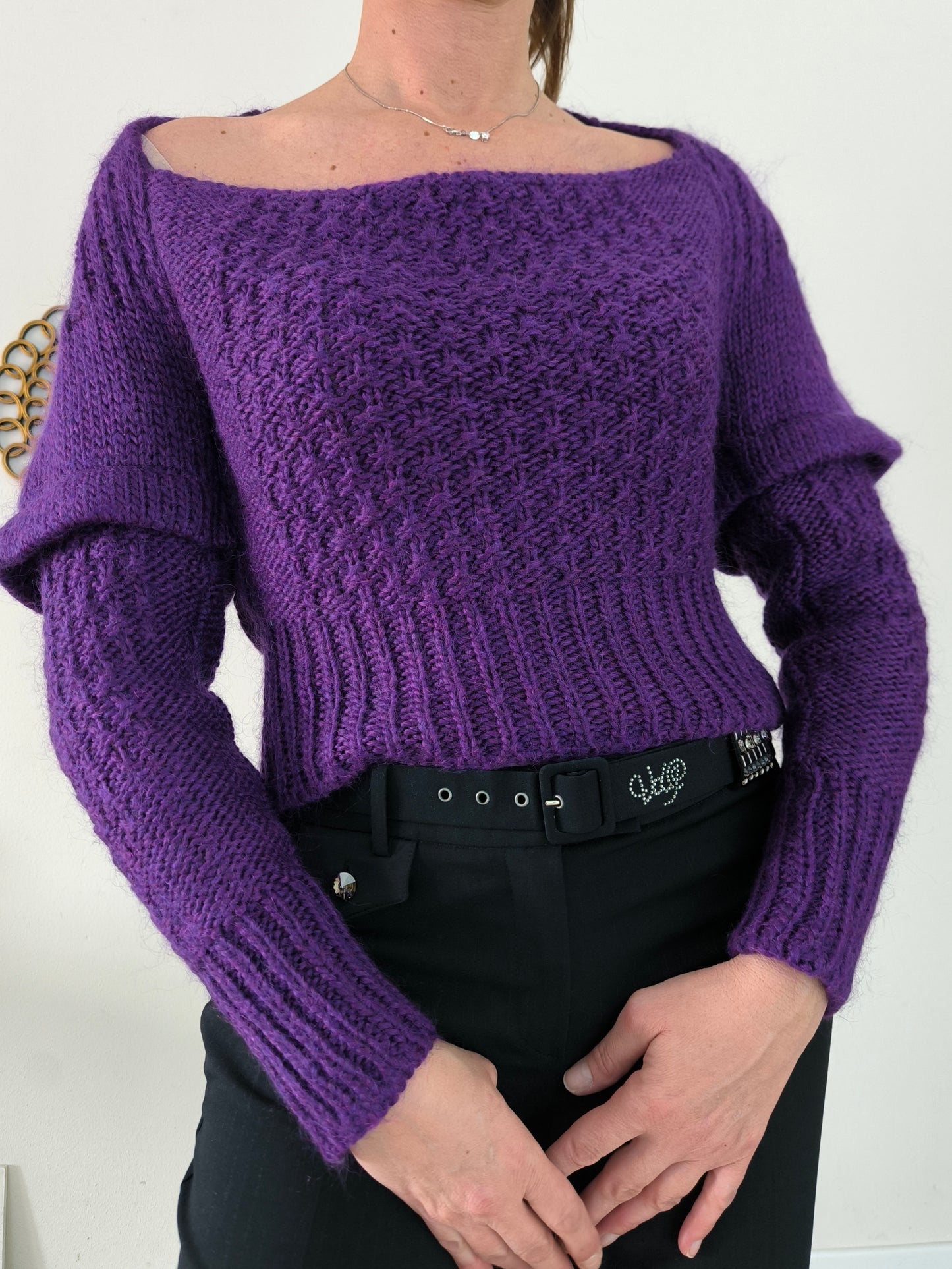 Maglione a maglia viola tg U